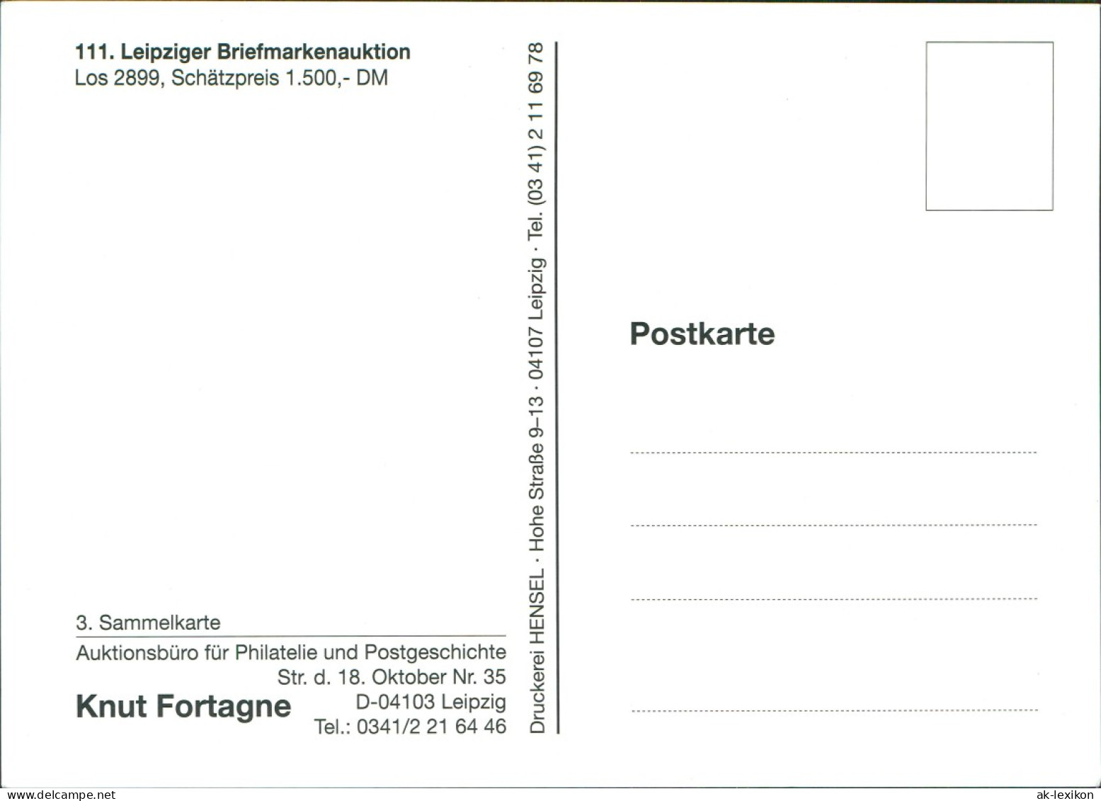 Ansichtskarte Leipzig 111. Leipziger Briefmarkenauktion 2009 - Leipzig