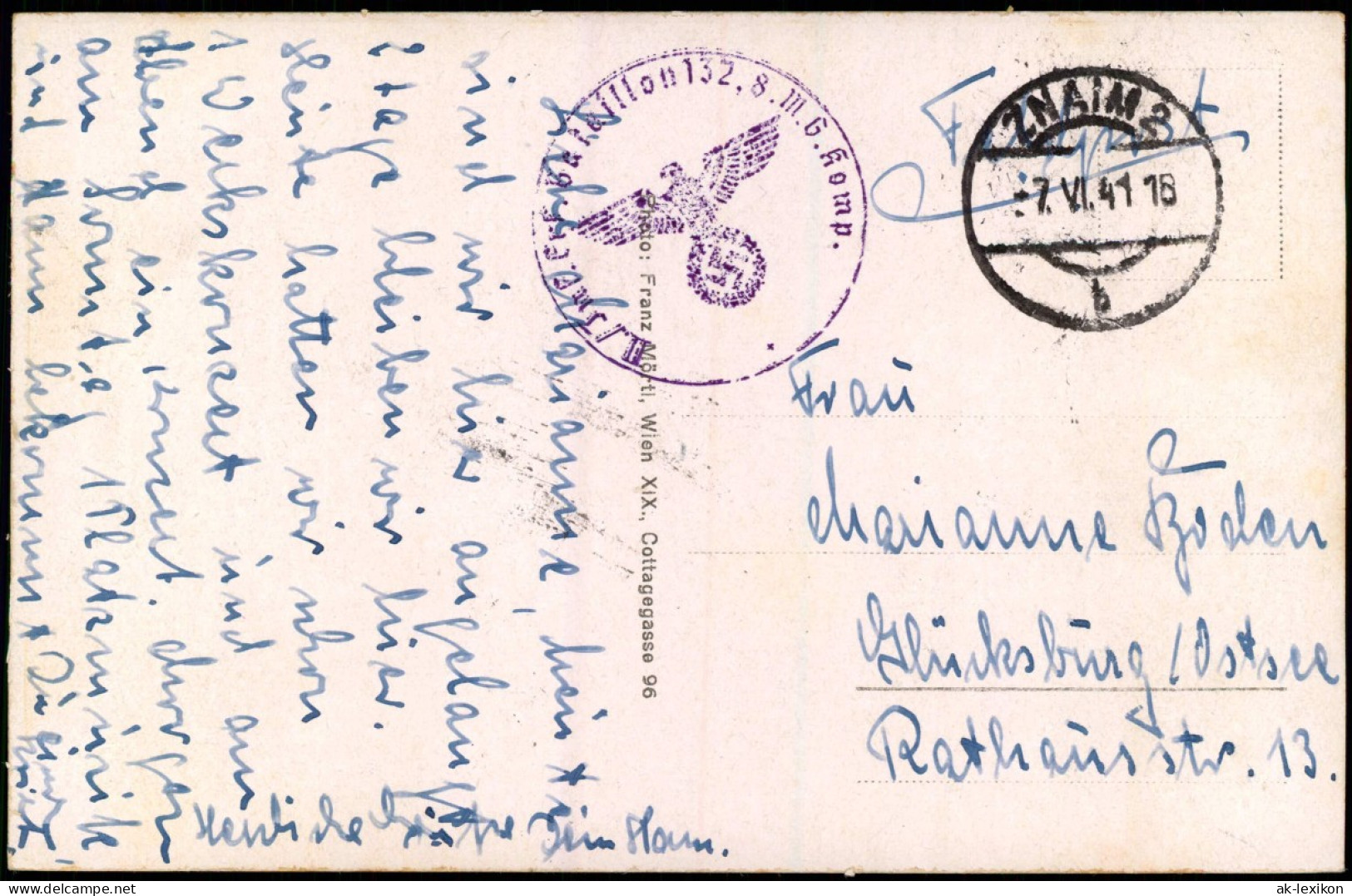 Postcard Znaim Znojmo 4 Bild: Stadtteilansichten 1941  Gel. Feldpoststempel 2.WK - Czech Republic