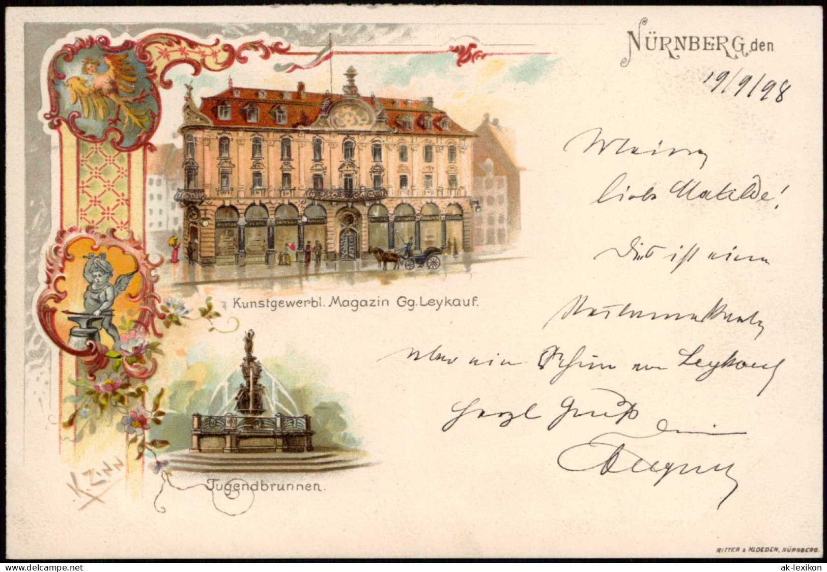 Ansichtskarte Litho AK Nürnberg Kunstgewerbl. Magazin Gg. Leykauf - MB 1904 - Nuernberg