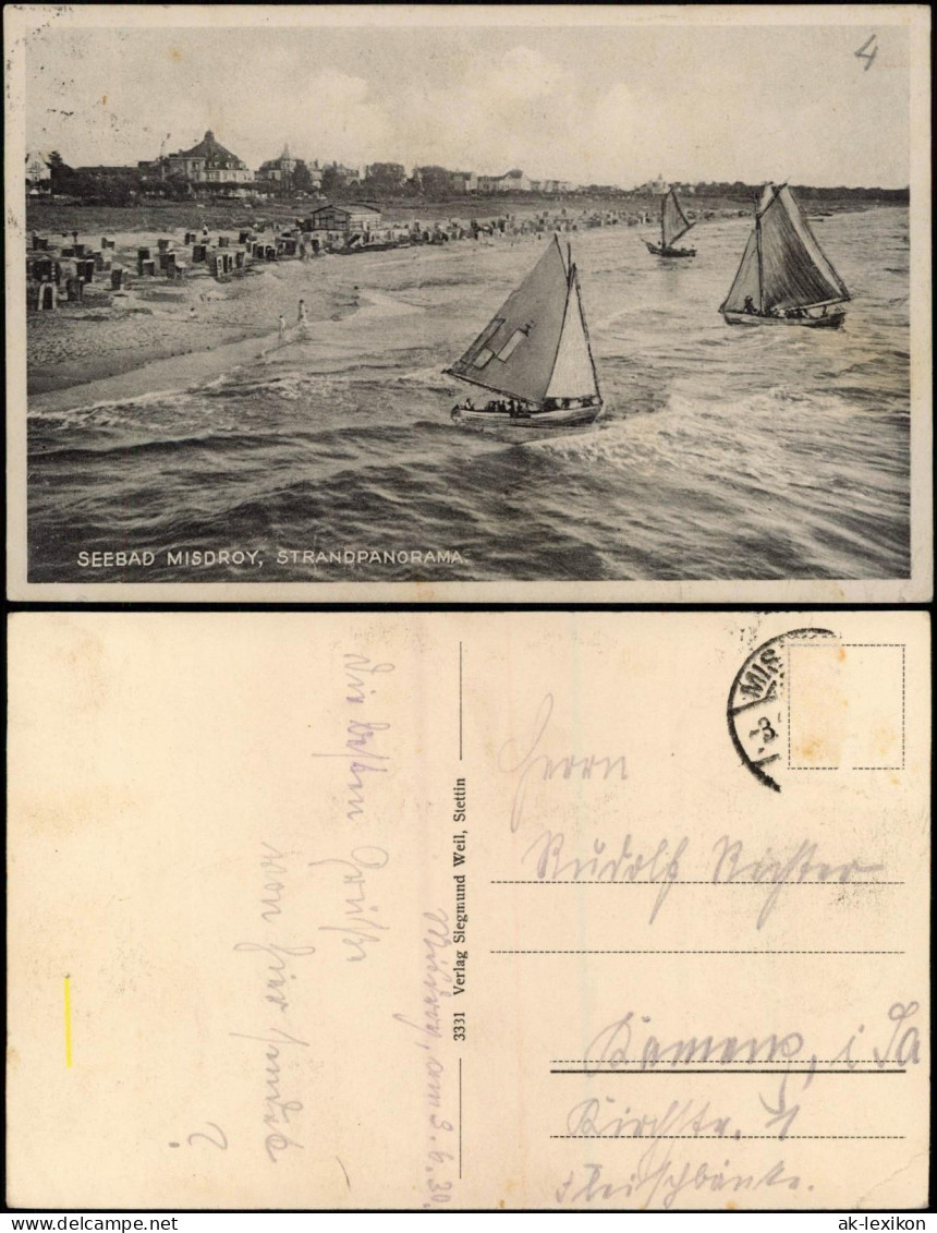 Postcard Misdroy Międzyzdroje Seebad Misdroy Strandpanorama 1930 - Pommern