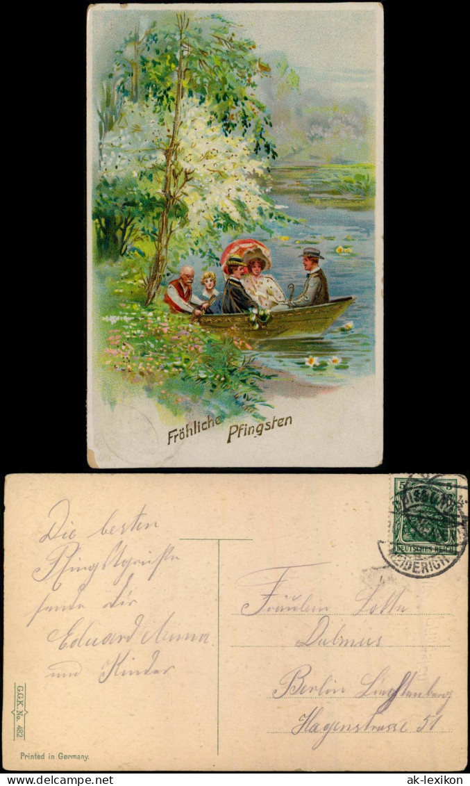 Ansichtskarte  Glückwunsch Grusskarte Pfingsten 1910 Stempel DUISBURG-MEIDERICH - Pentecôte