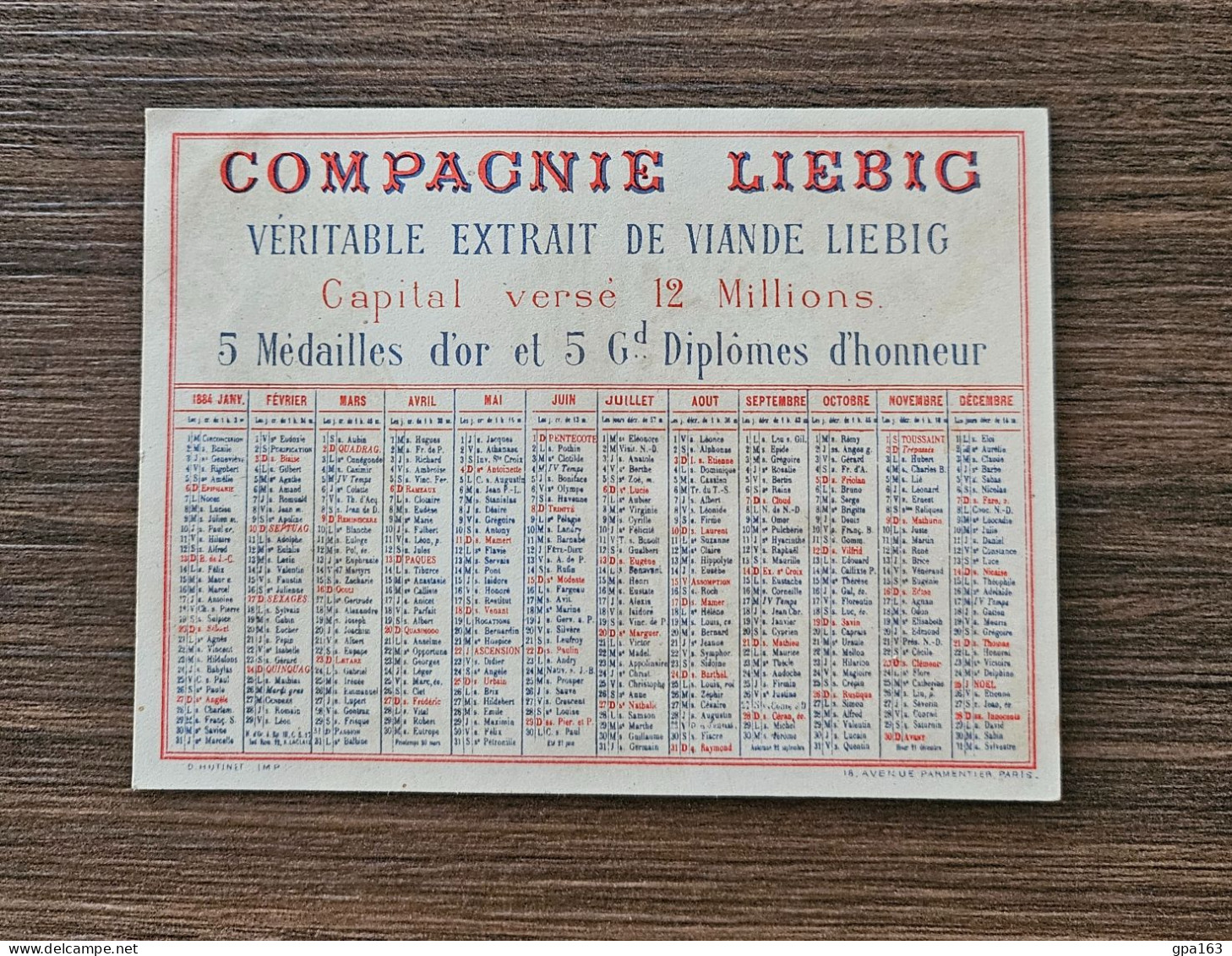 CHROMO LIEBIG SERIE 114 CALENDARIO 1° (ANNO 1884) Serie Completa PERFETTA - Liebig