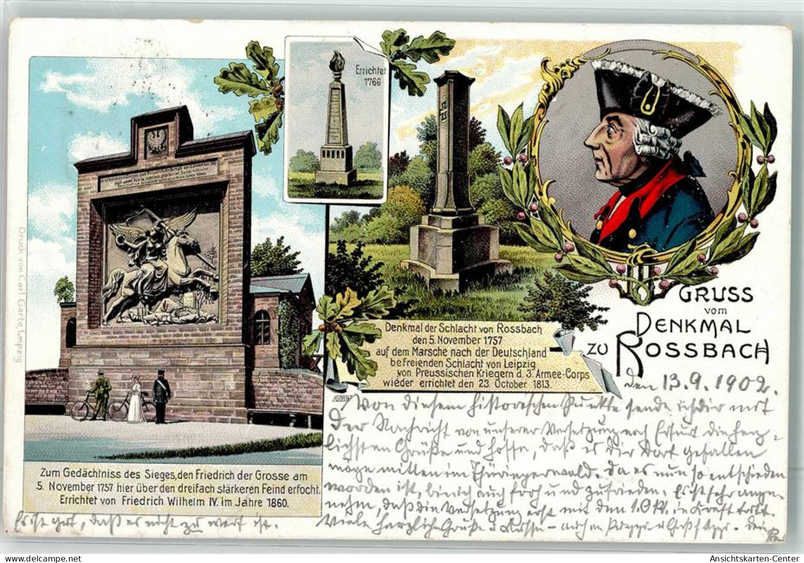 13958508 - Gruss Aus Denkmal Der Schlacht Von Rossbach Anno 1757 Friedrich Der Grosse - Monuments