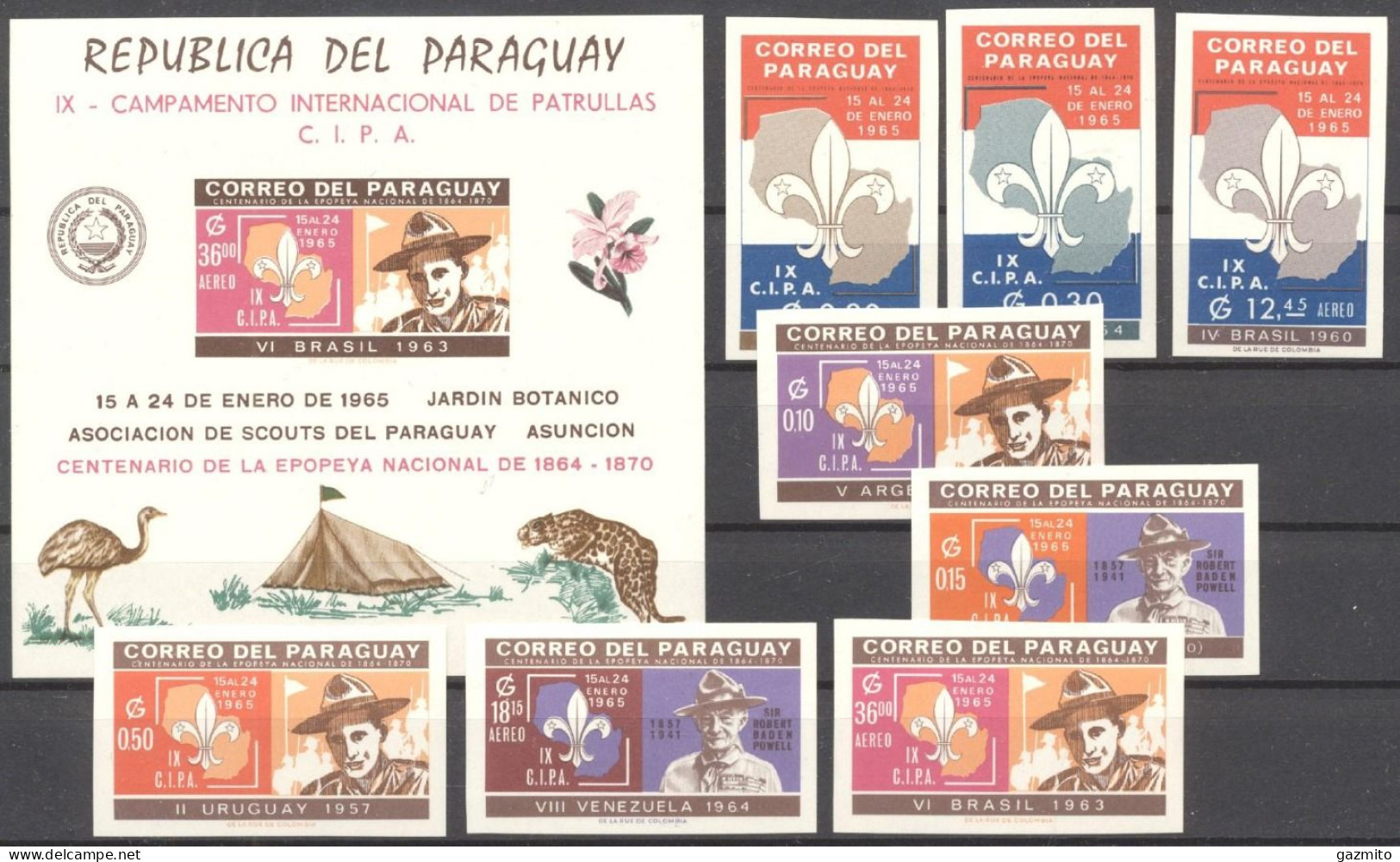 Paraguay 1965, Scout, 7val +BF IMPERFORATED - Paraguay