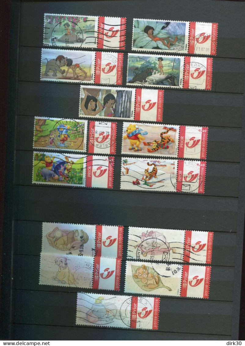 Belgie Duostamps Disney Winnie The Pooh 14 X Gestempeld Gepersonaliseerde Zegels (staat Zie Scan)  Strips Comics BD - Oblitérés