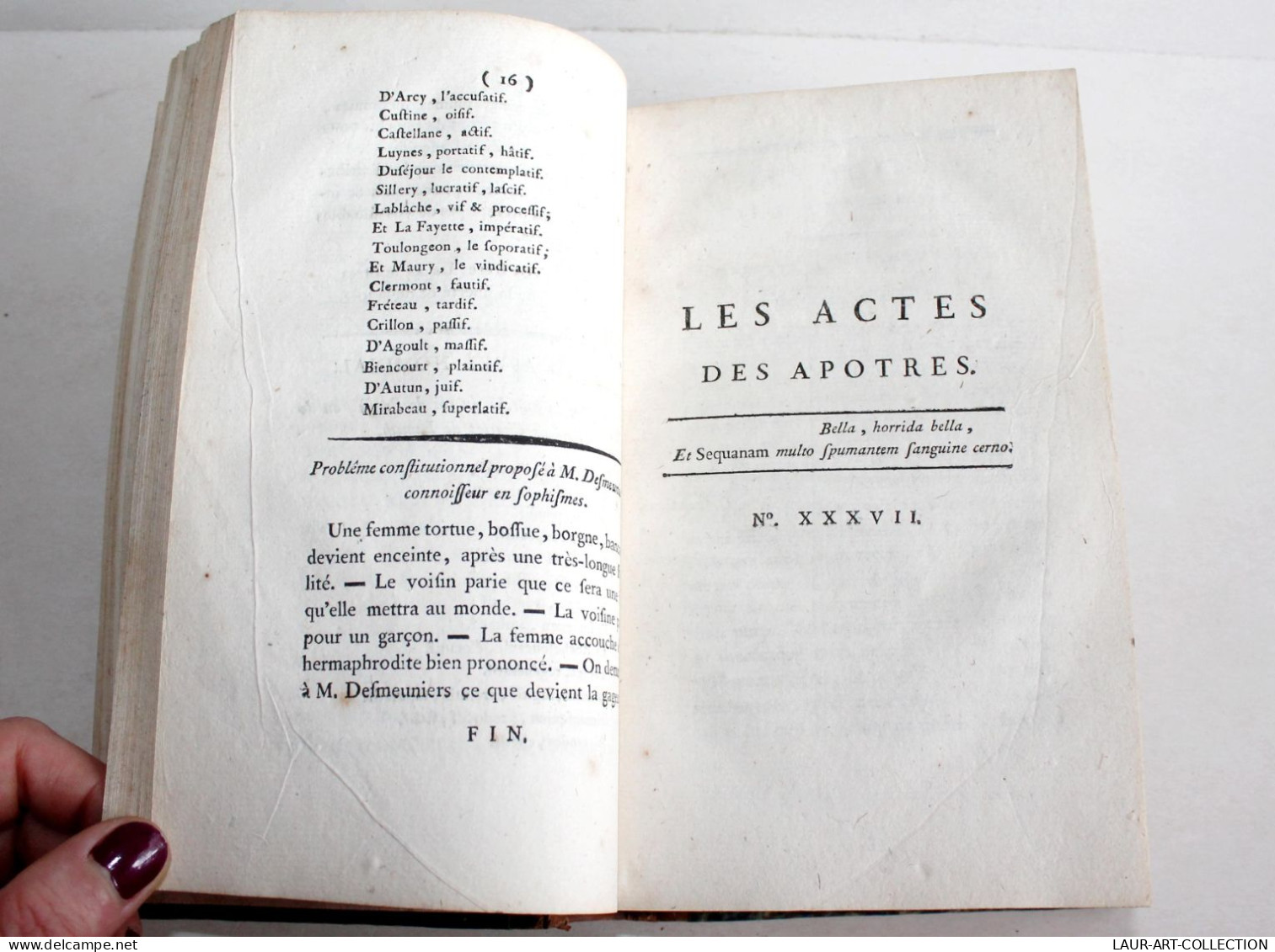 LES ACTES DES APOTRES DU JOUR DE PURIFICATIONS AU MI CAREME 1792 VERSION SECONDE / ANCIEN LIVRE XVIIIe SIECLE (2603.148) - 1701-1800