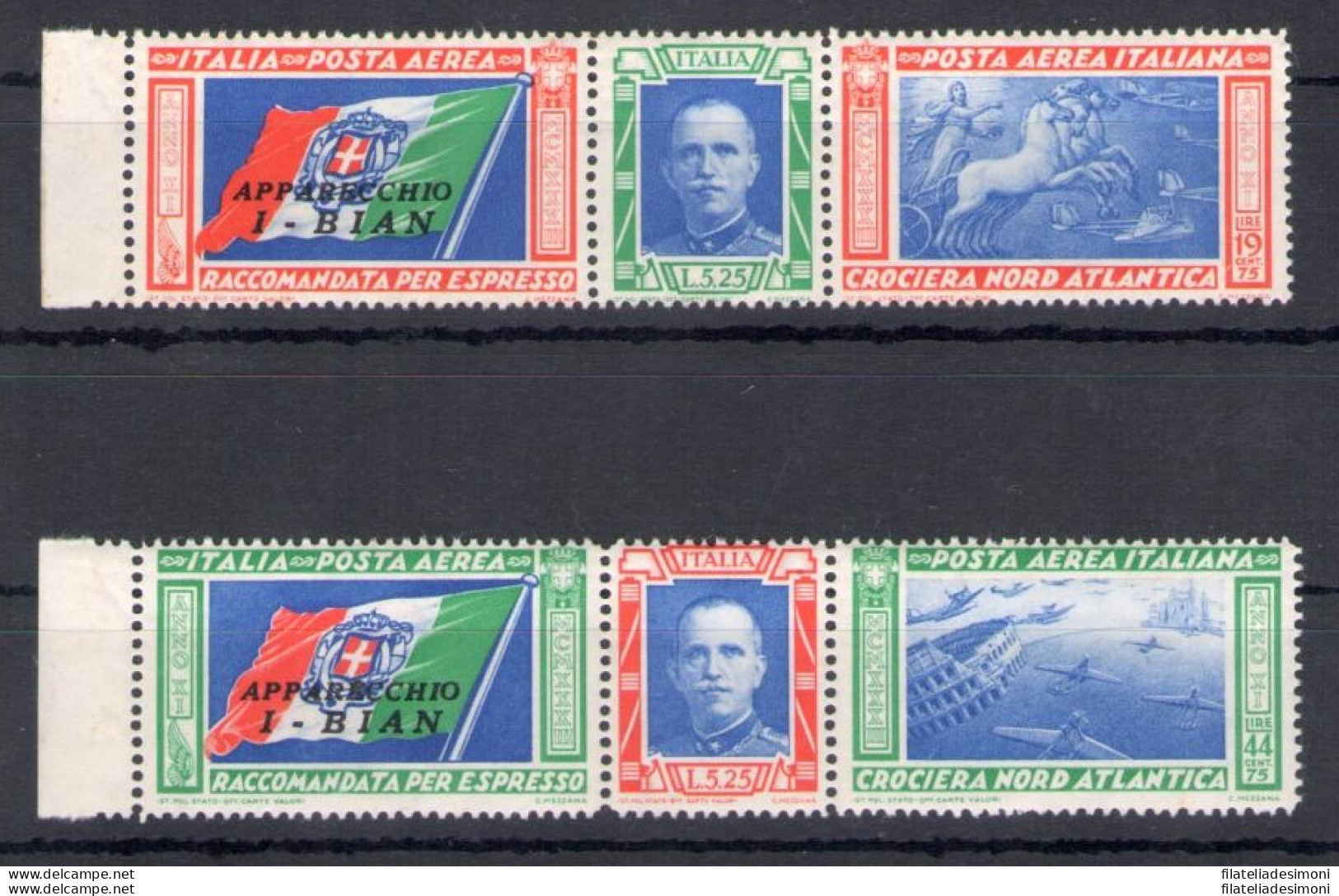 1933 Italia - Regno, Posta Aerea, N. 51L/52L - Trittici Nann - MNH** - Andere & Zonder Classificatie