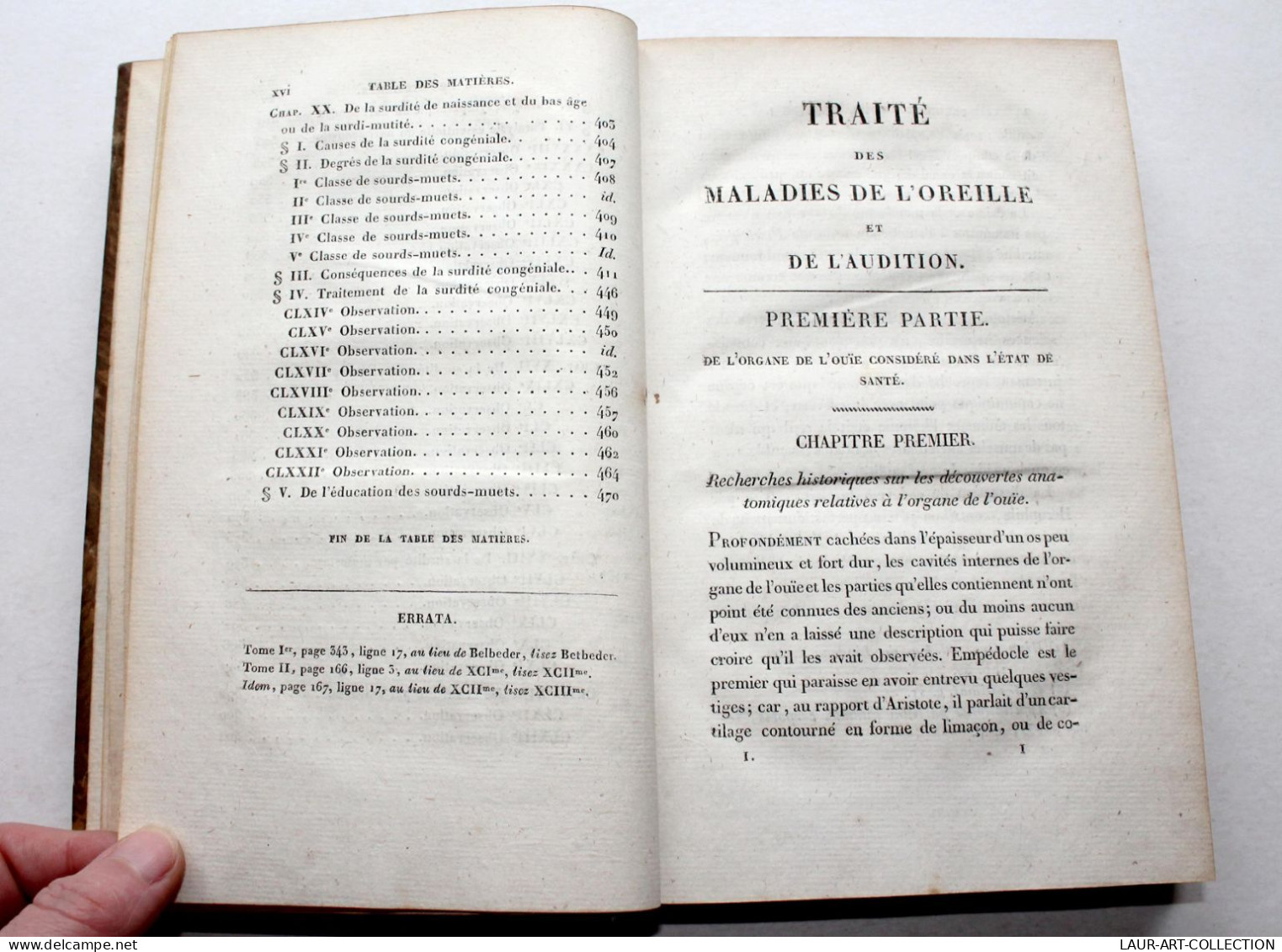 EO 1+2/2 TRAITE DES MALADIES DE L'OREILLE & DE L'AUDITION de ITARD ANATOMIE 1821 / ANCIEN LIVRE XIXe SIECLE (2603.174)