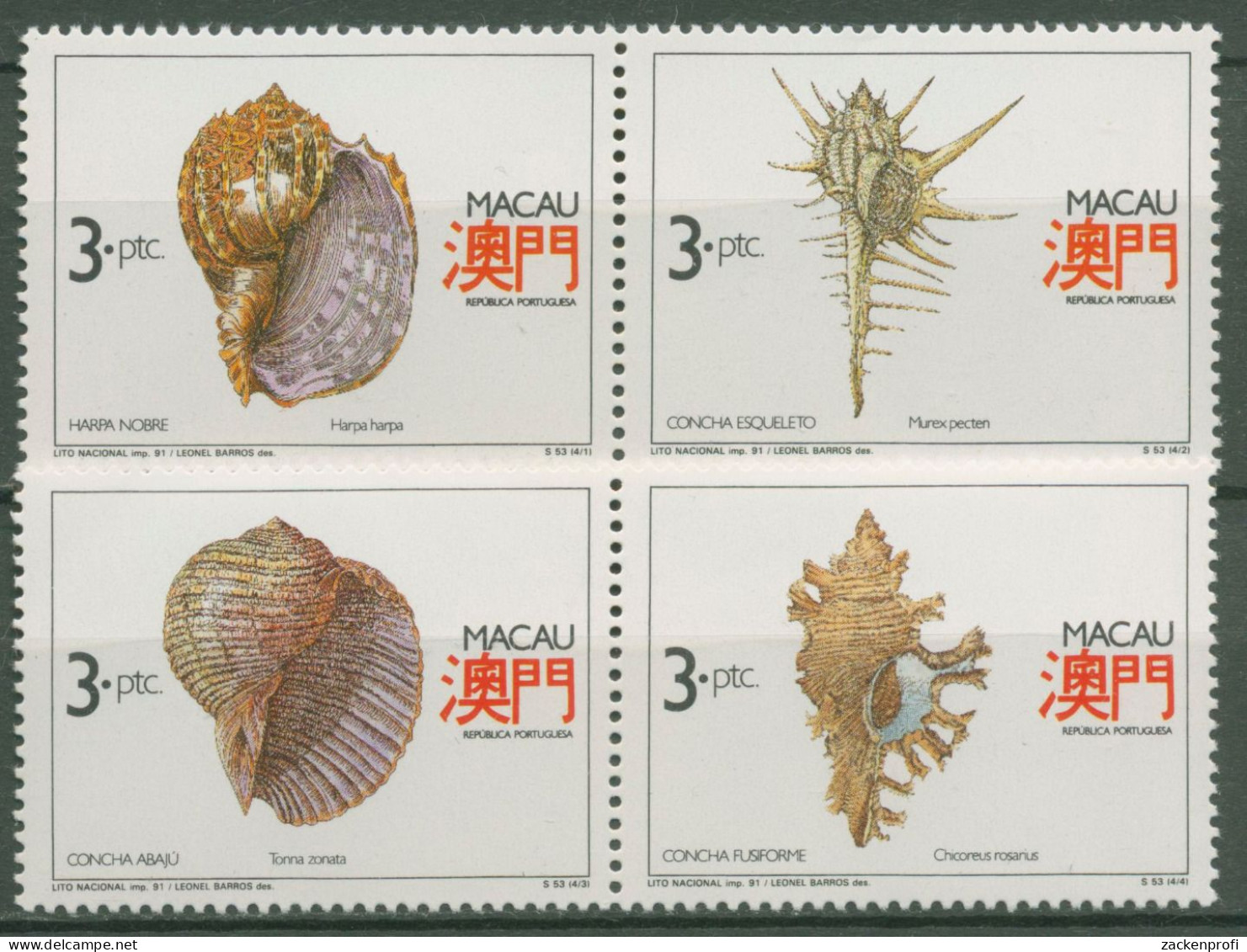 Macau 1991 Tiere Schnecken Schneckenhäuser 672/75 Postfrisch - Nuovi