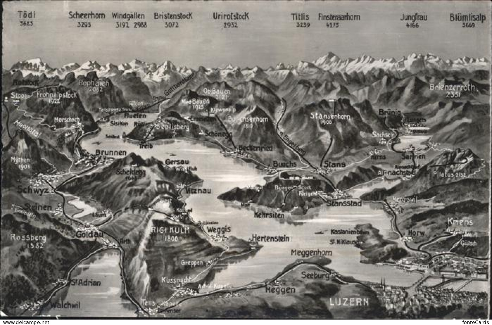 11337044 Luzern LU Panoramakarte Luzern Und Umgebung Luzern - Andere & Zonder Classificatie