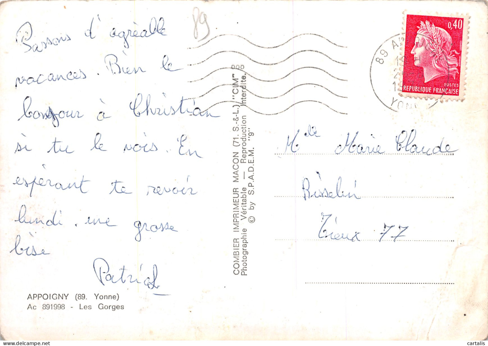 89-APPOIGNY-N°3833-C/0197 - Appoigny