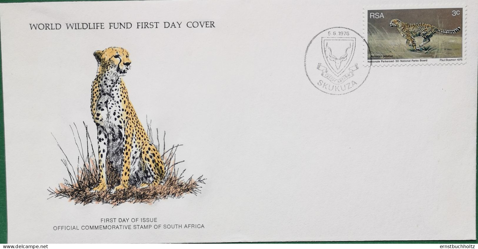 Südafrika Cover 1976 FDC Gepard In Bild Und Frankatur - Neufs