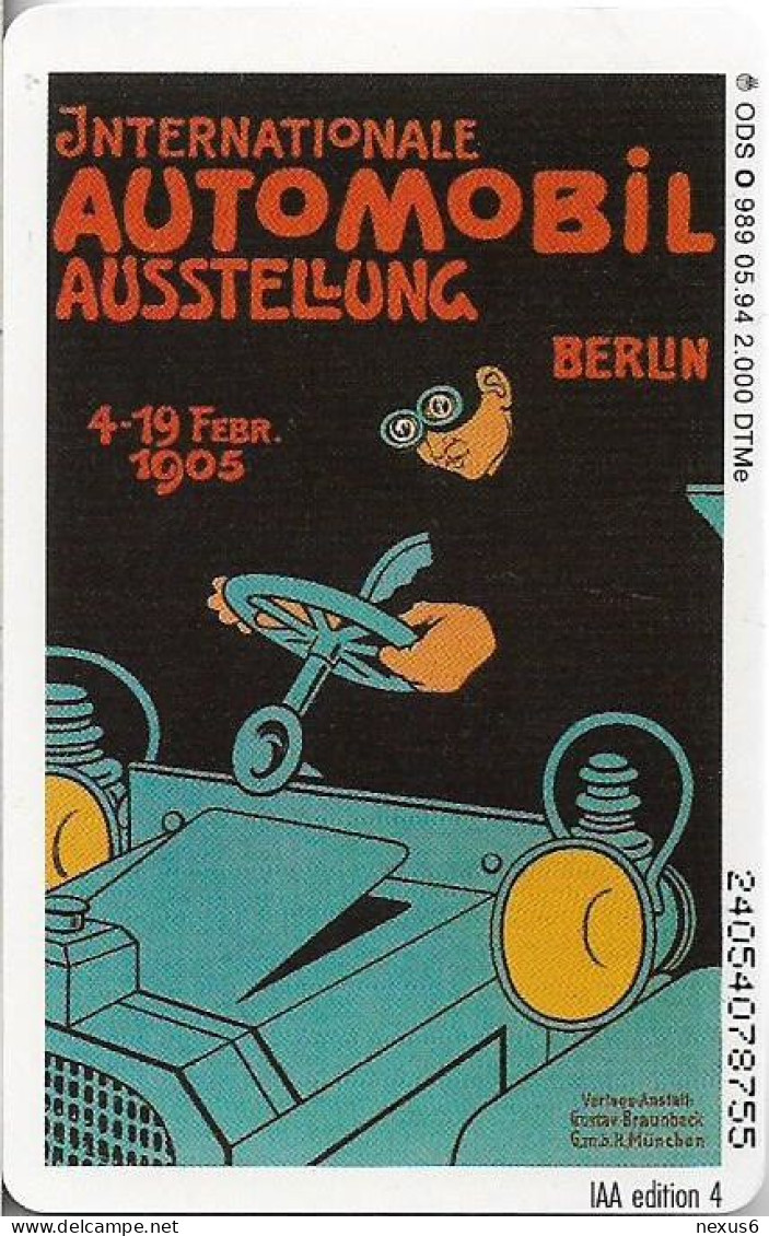 Germany - IAA - Internationale Automobil Ausstellung (Advert. 1905) - O 0989 - 05.1994, 6DM, 2.000ex, Mint - O-Reeksen : Klantenreeksen