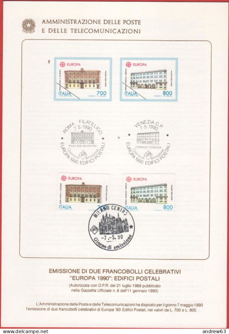 ITALIA - ITALIE - ITALY - 1990 - Europa - 35ª Emissione - FDC - Bollettino 08/90 Amministrazione Delle Poste - FDC