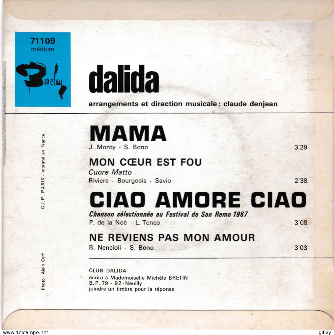 DALIDA : " Mama " - EP - Autres - Musique Française