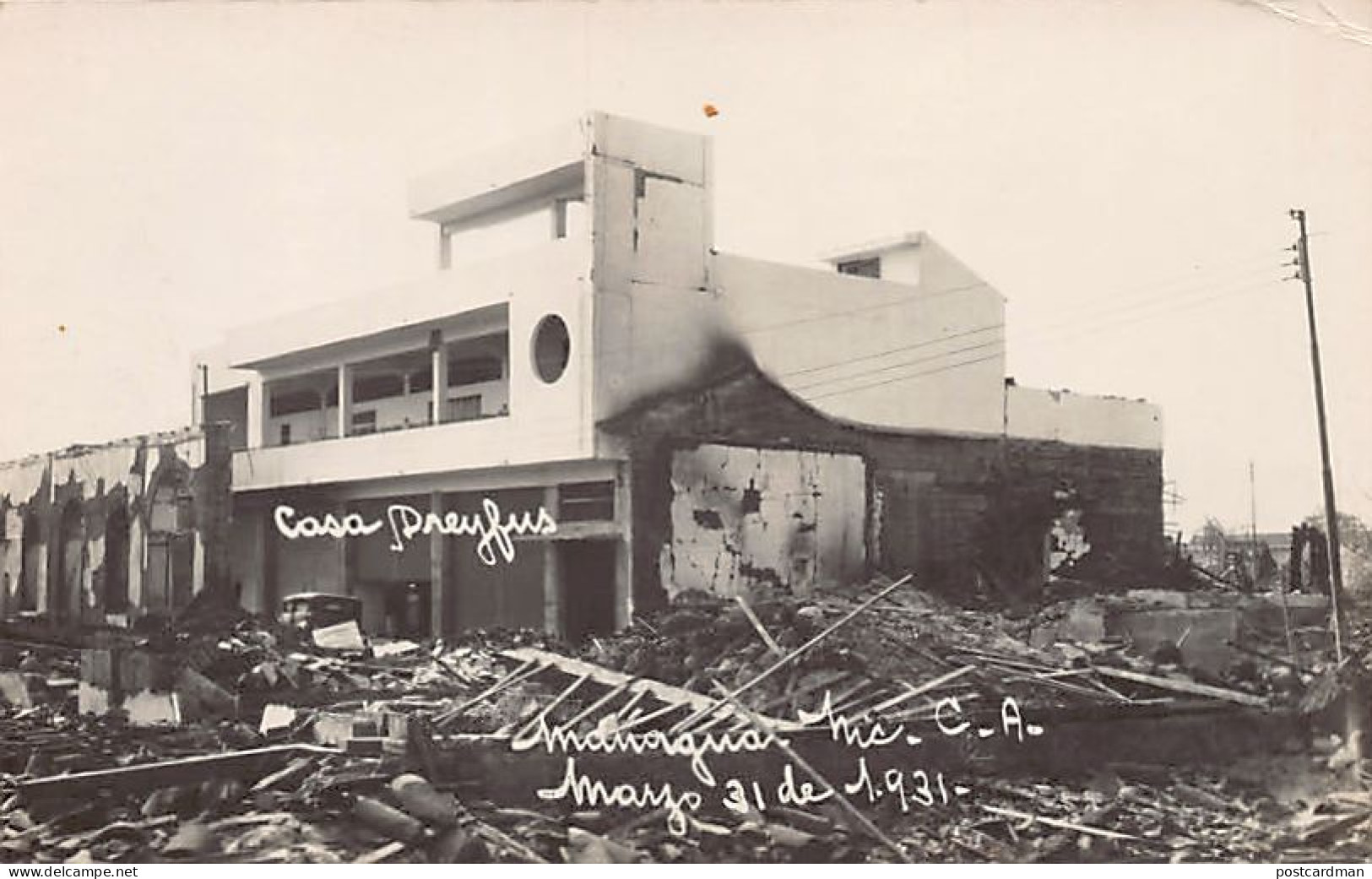 Judaica - NICARAGUA - Managua - Casa Dreyfus After The 1931 Earthquake - REAL PHOTO - Publ. Unknown  - Jewish