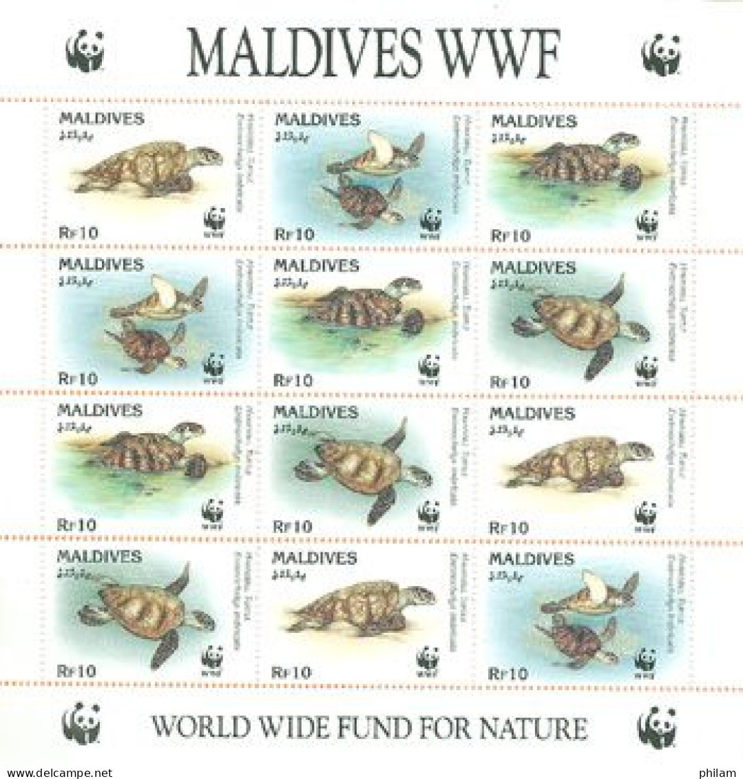 MALDIVES 1995 - WWF - La Tortue  Hawksbill  - Feuillet - Nuovi