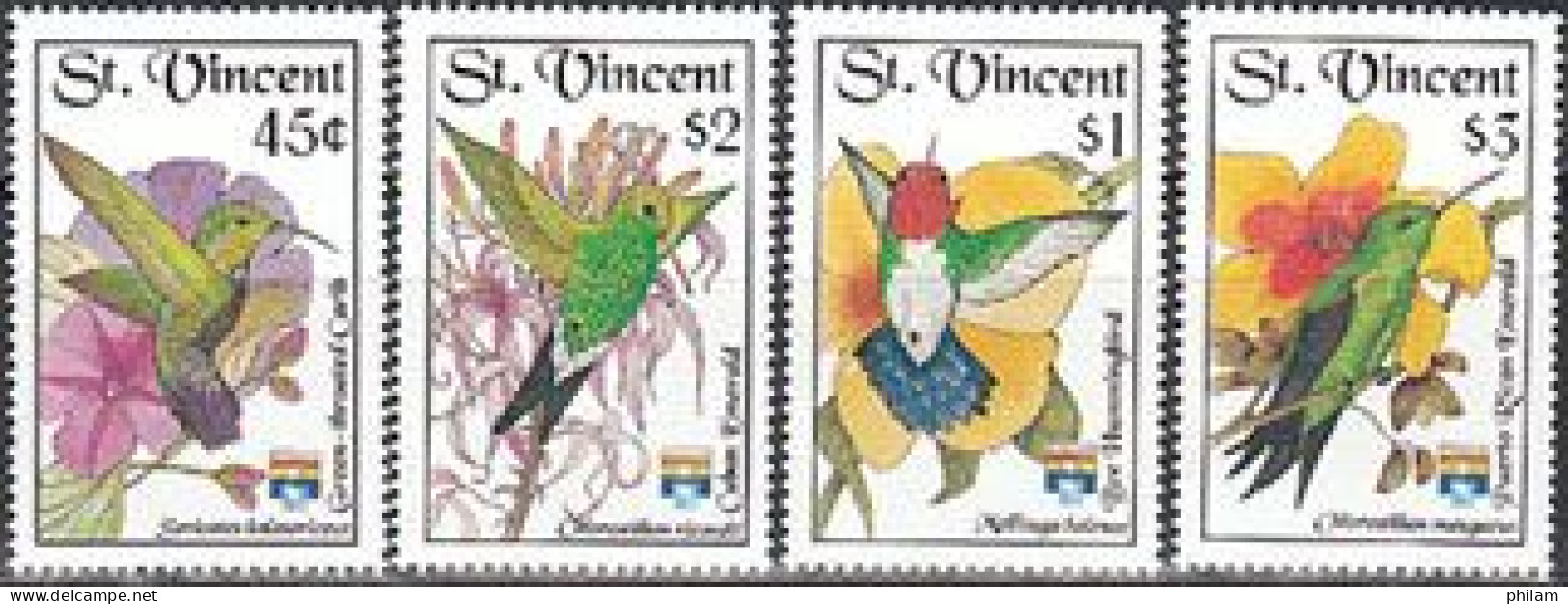 ST VINCENT 1992 - Genova - Oiseaux-mouche - II - 4 V. (sericotes Holoriceus) - Kolibries