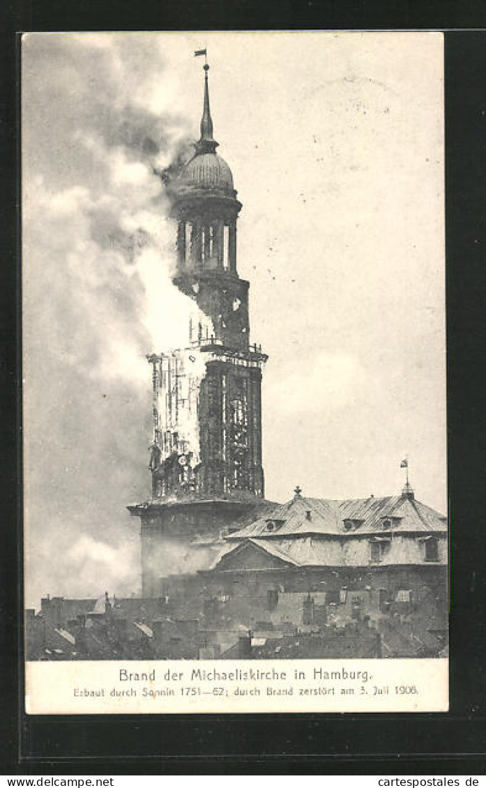 AK Hamburg-Neustadt, Brand Der Michaeliskirche 3. Juli 1906  - Catástrofes