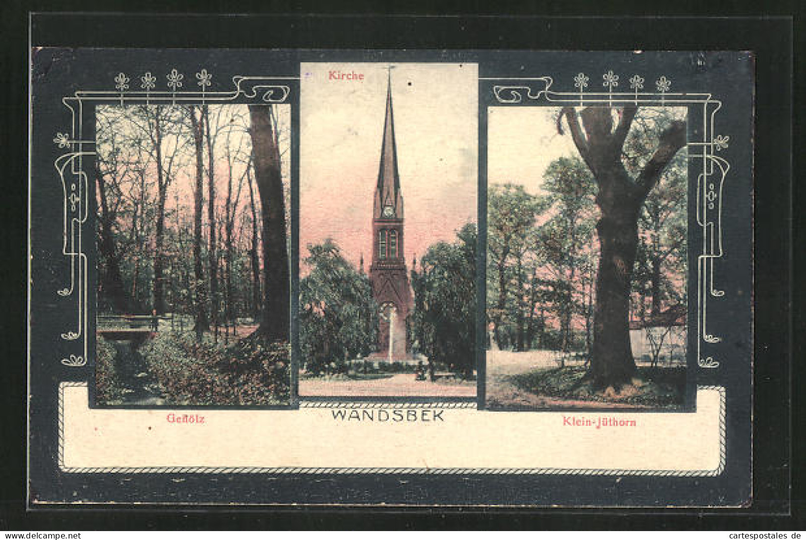 AK Hamburg-Wandsbek, Gehölz, Kirche, Klein-Jüthorn  - Wandsbek