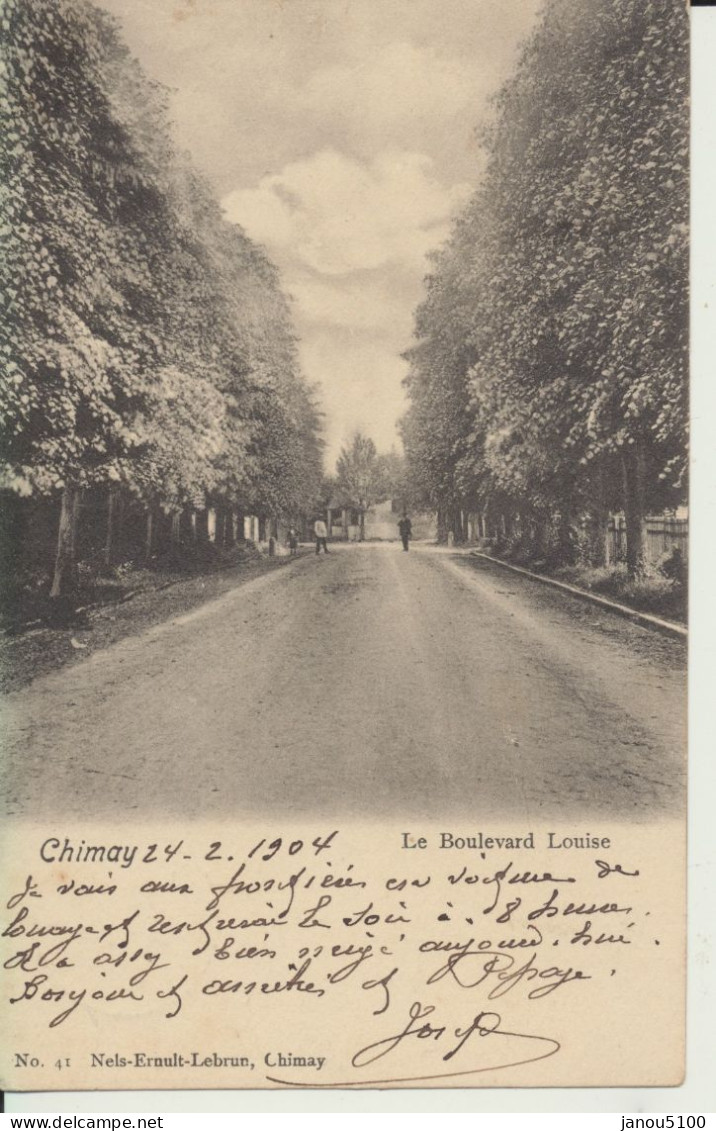 CARTES POSTALES    BELGIQUE     CHIMAY   ( PROVINCE DE HAINAUT )  LE BOULEVARD  LOUISE      1904. - Chimay