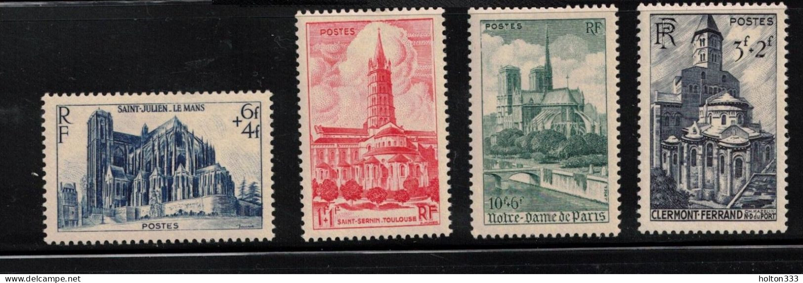 FRANCE Scott # B213-4, B216-7 MNH - Semi Postal - Cathedrals - Unused Stamps