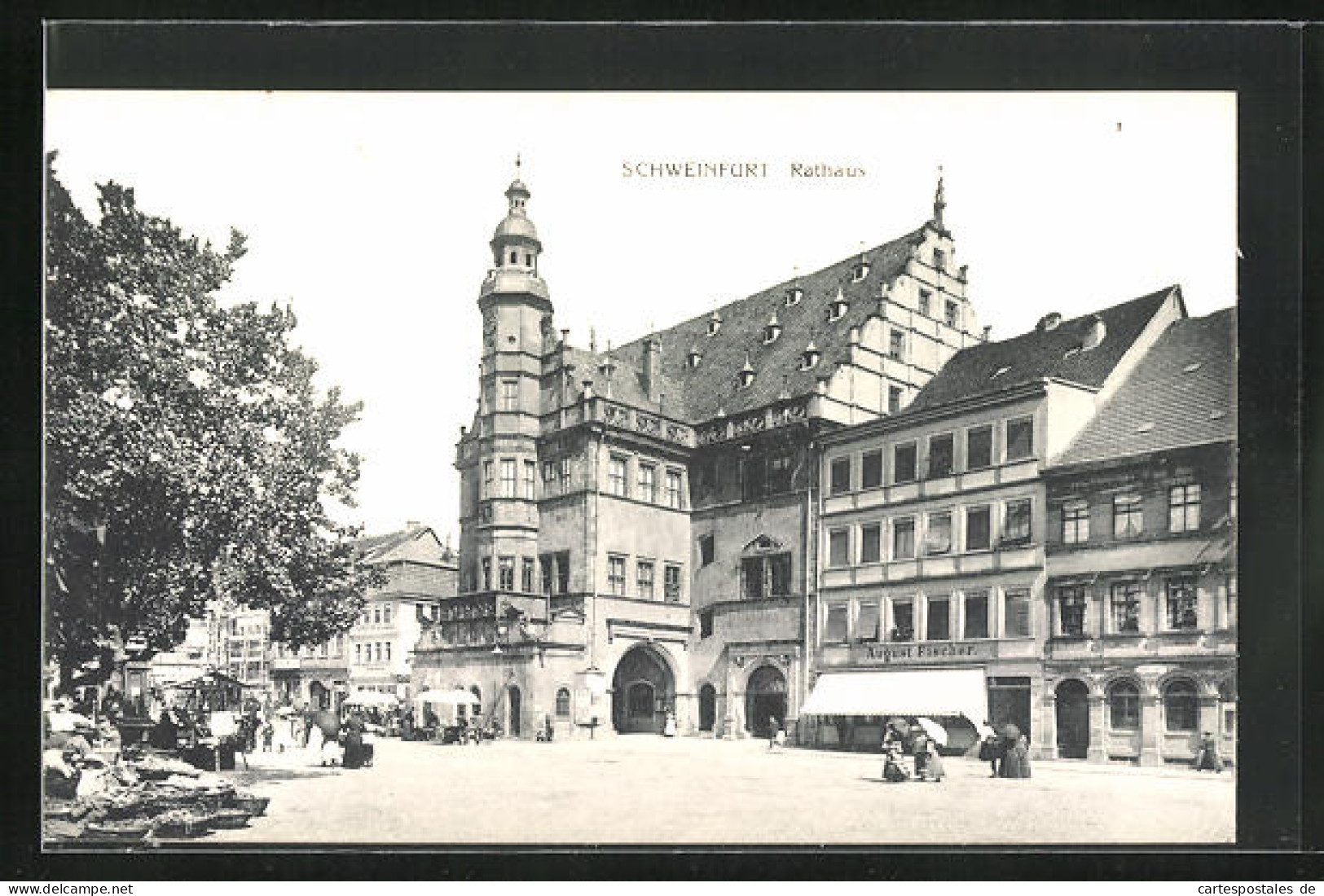 AK Schweinfurt, Rathaus Mit Geschäft Von August Fischer  - Schweinfurt