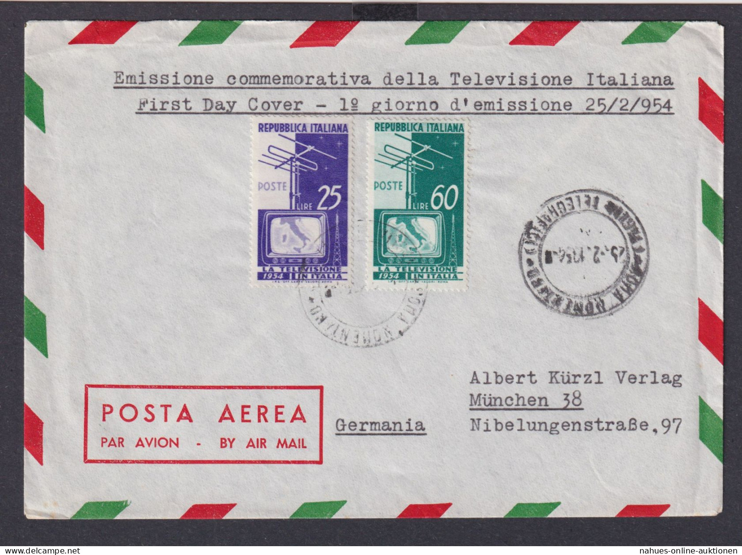 Flugpost Rom Italien Brief München Luftpost - Oblitérés