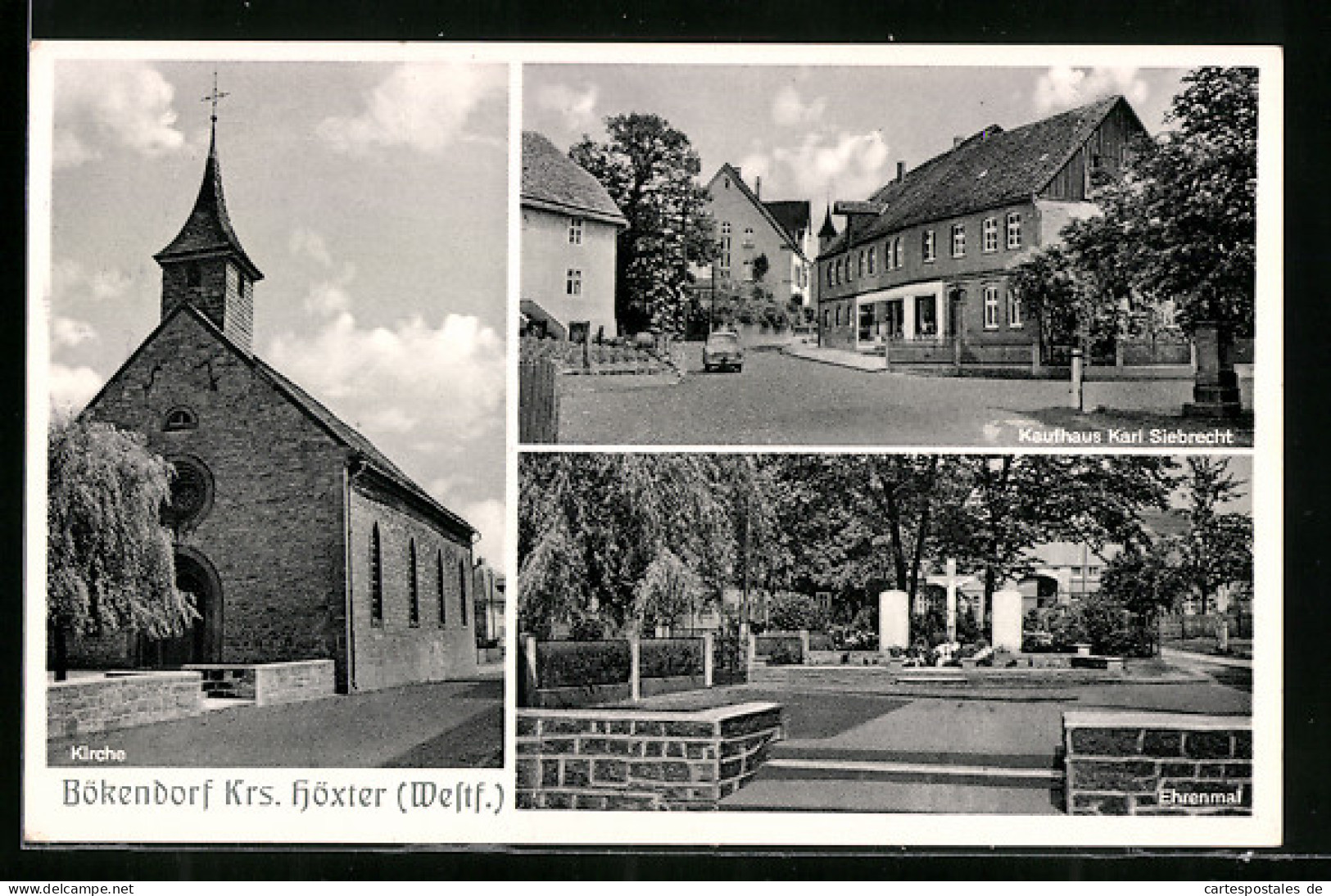 AK Bökendorf /Kr. Höxter, Kirche, Kaufhaus Karl Siebrecht, Ehrenmal  - Höxter