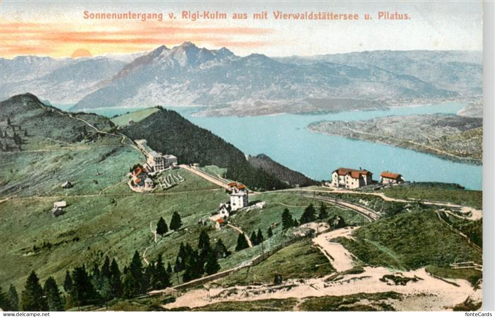 13926465 Rigi_Kulm Sonnenuntergang Am Vierwaldstaettersee Mit Pilatus - Andere & Zonder Classificatie