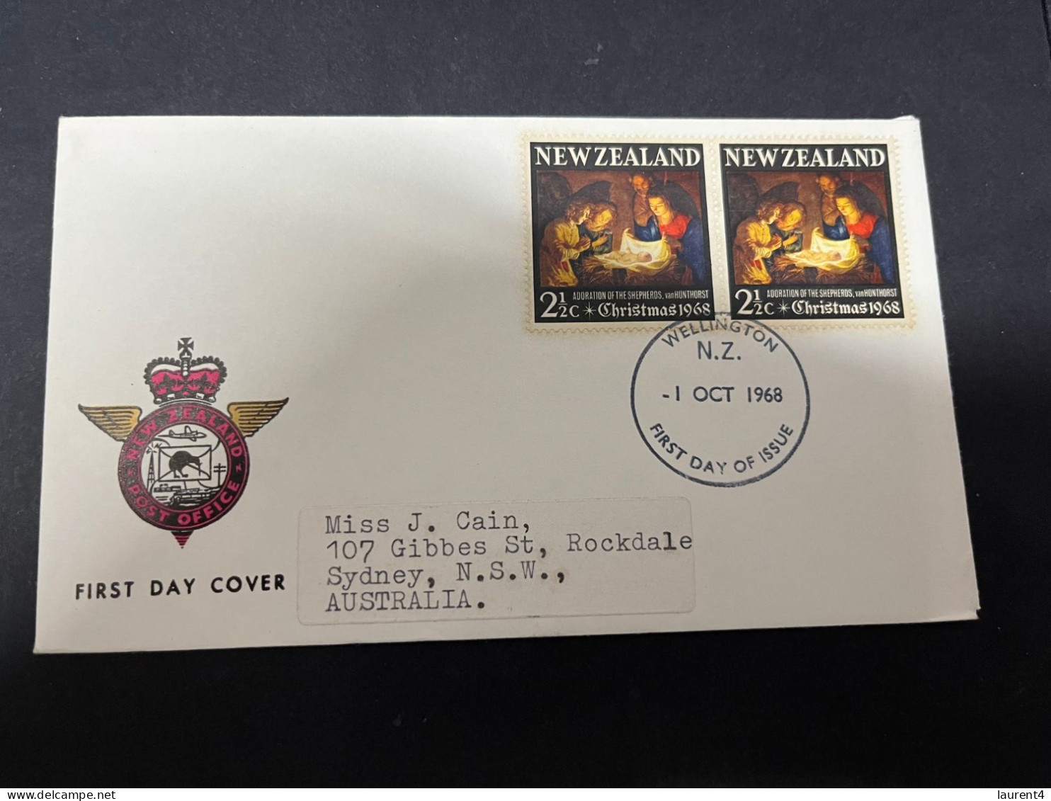 12-5-2024 (4 Z 47 B)  Nsw Zealand FDC - 1968 - (posted FDC To Australia) Christmas - Natale