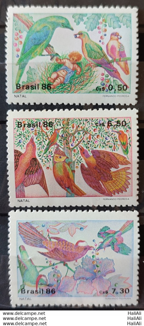 C 1530 Brazil Stamp Christmas Religion Birds 1986 Complete Series - Nuovi