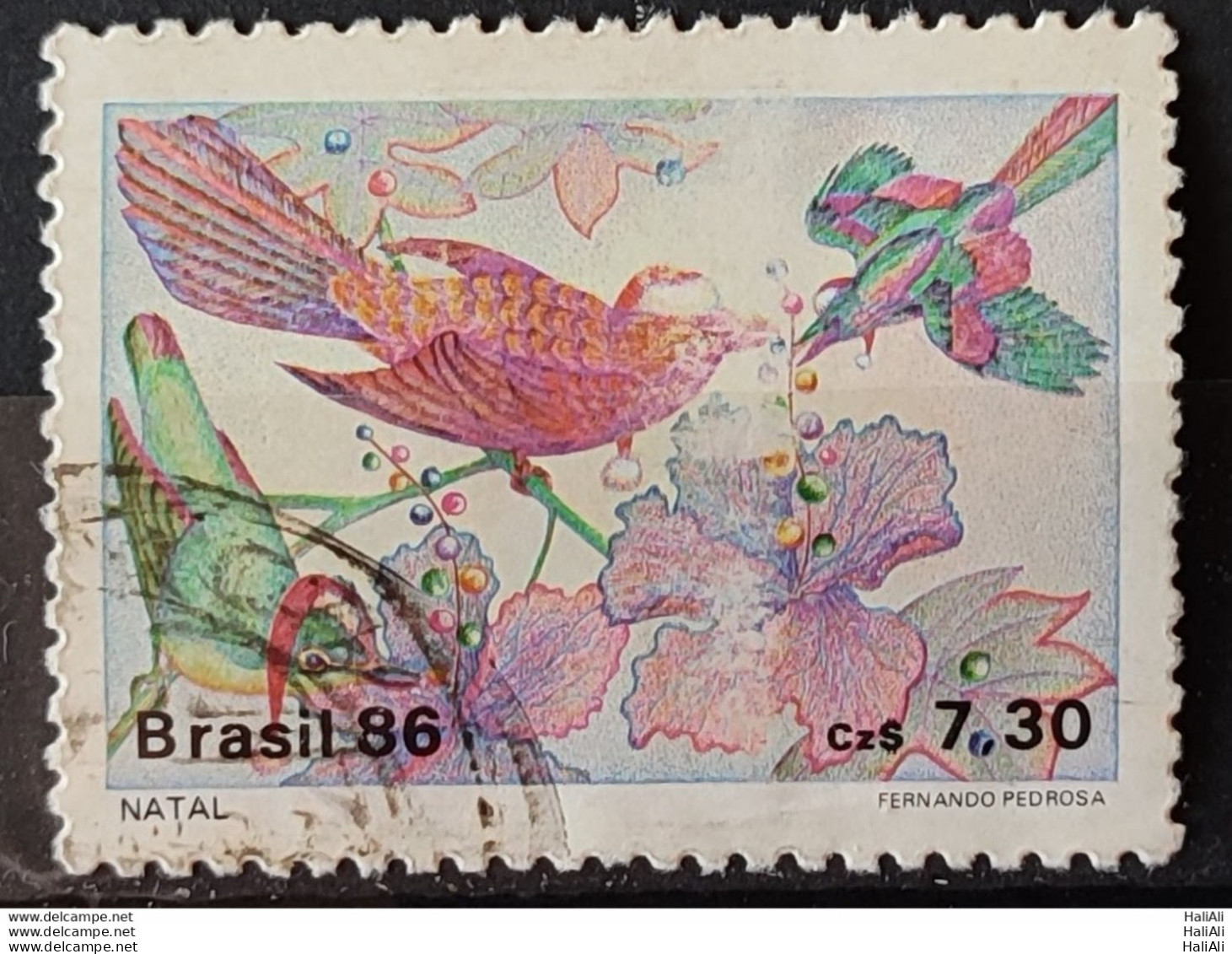 C 1532 Brazil Stamp Christmas Religion Birds 1986 Circulated 2 - Used Stamps