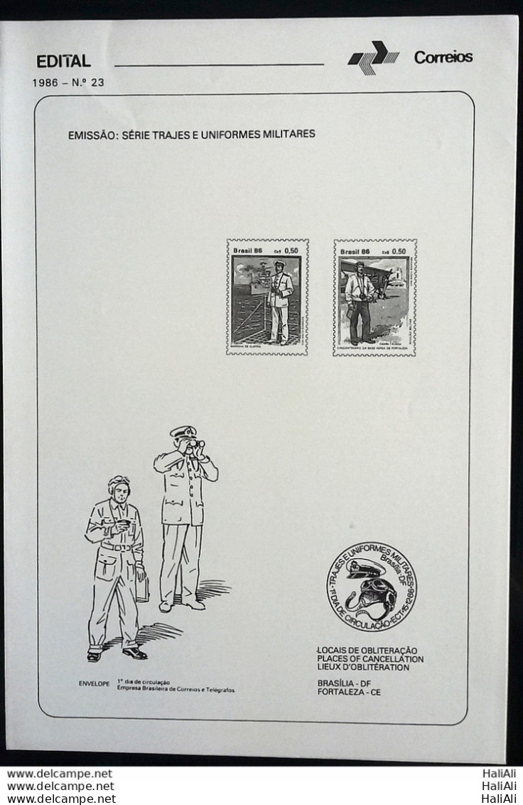 Brochure Brazil Edital 1986 23 Military Uniforms Within - Lettres & Documents