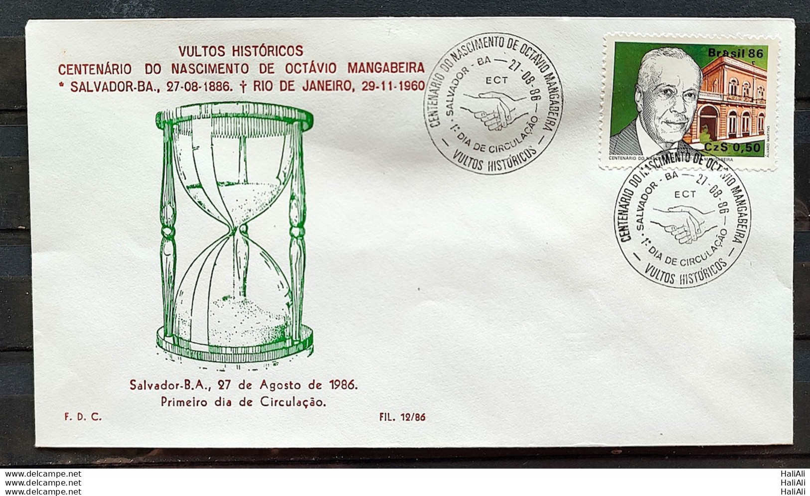 Brazil Envelope PVT FIL 012 1986 Octavio Mangabeira Political Journalism CBC BA - FDC