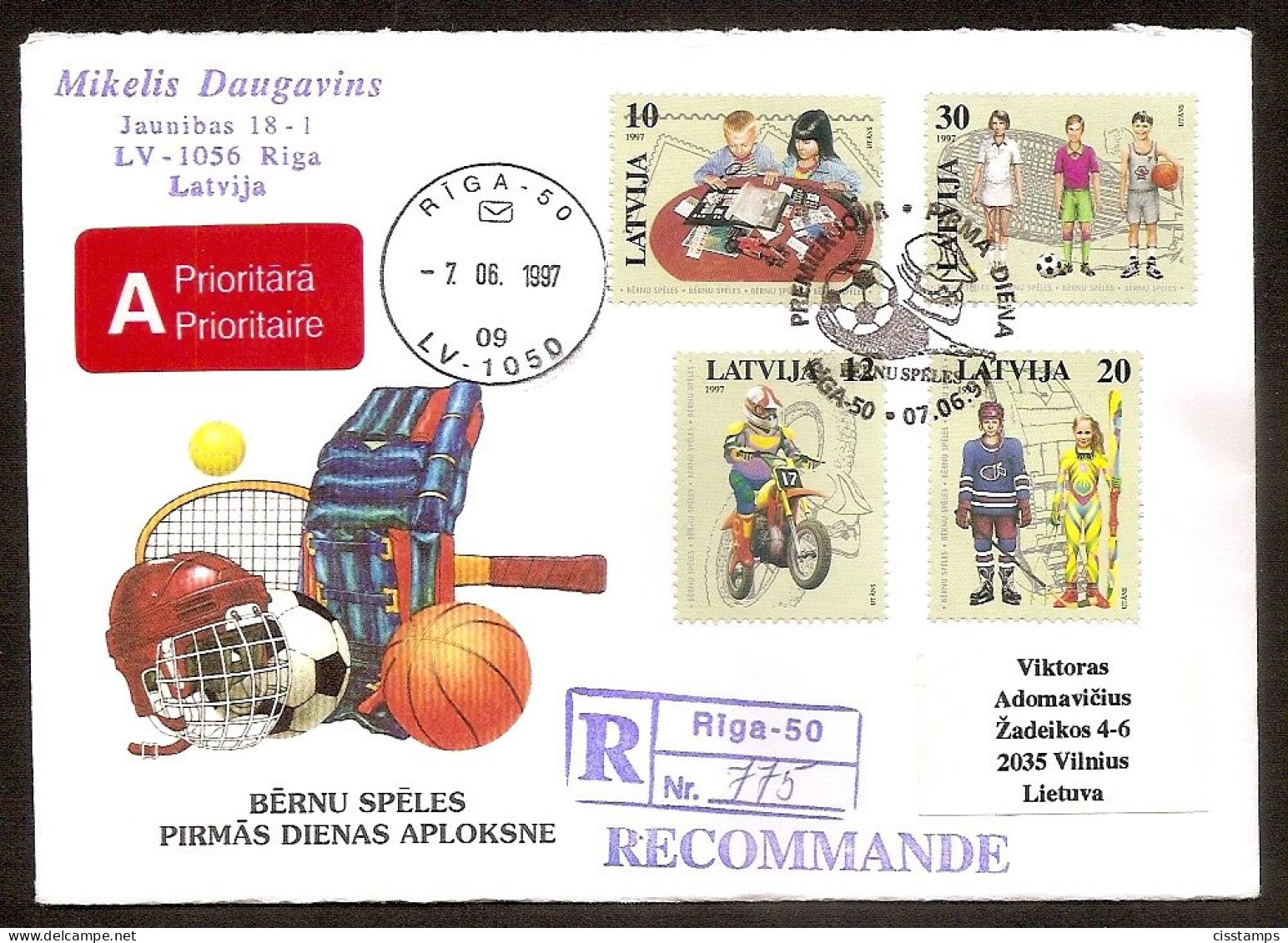 LATVIA 1997●Youth Activities●Mi 459-62 FDC●R-Cover - Latvia