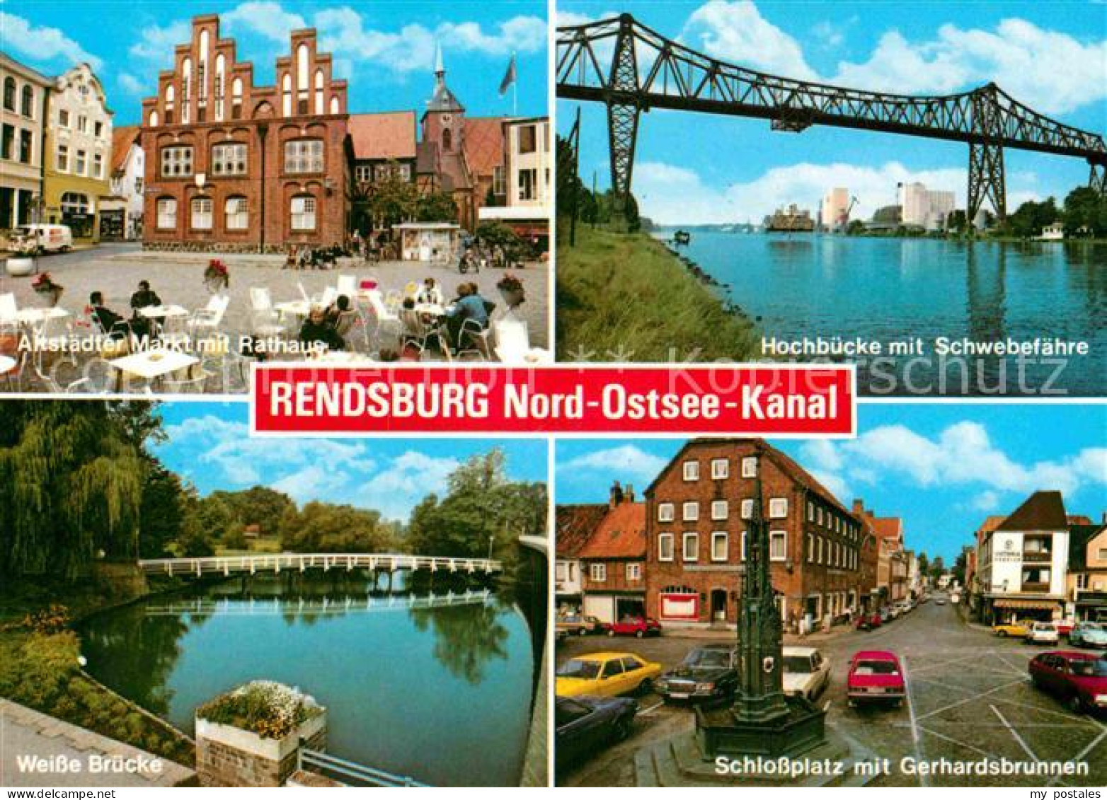 72908264 Rendsburg Nord-Ostsee-Kanal Hochbruecke Mit Schwebefaehre Schlossplatz  - Rendsburg