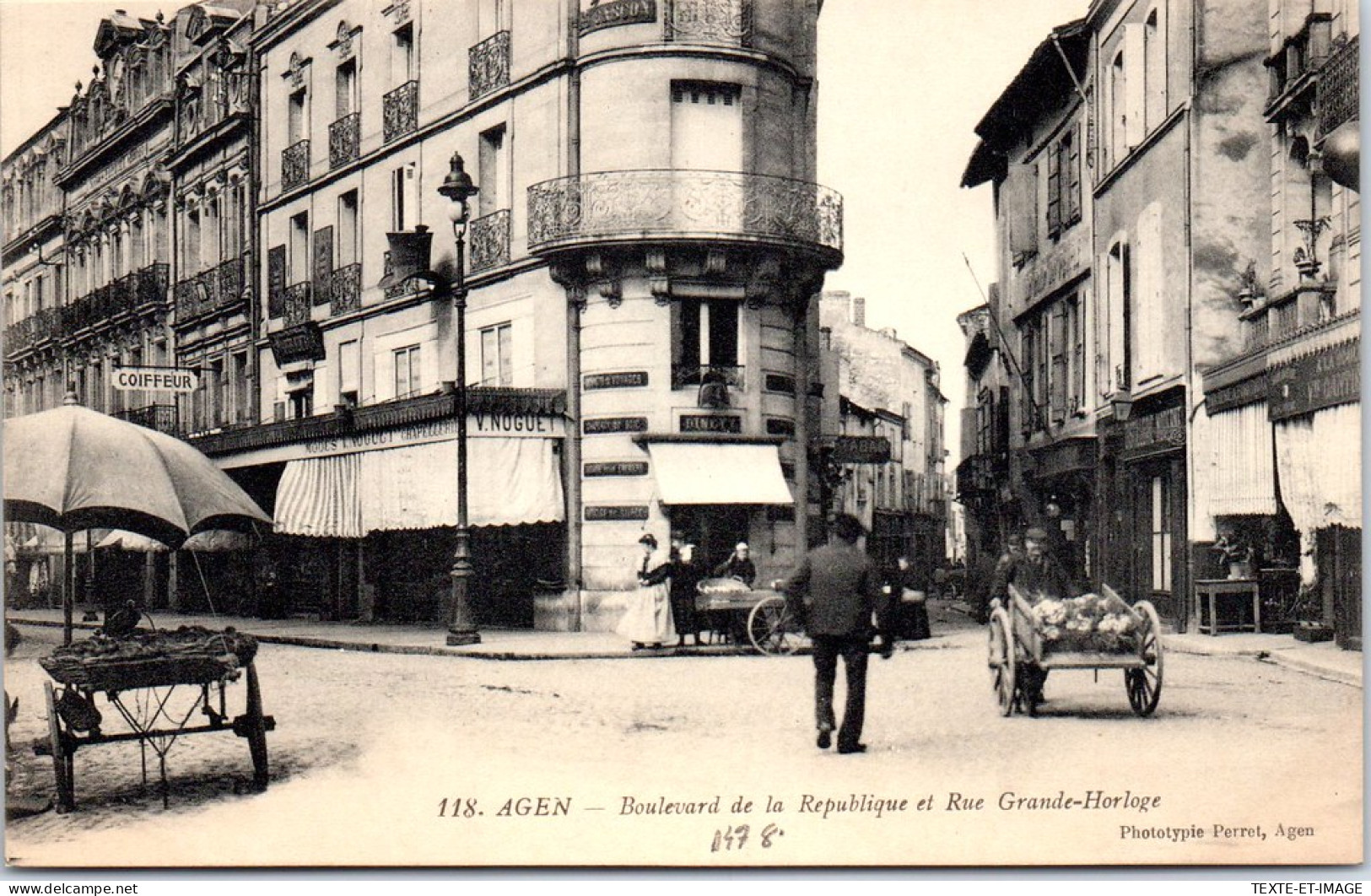 47 AGEN - Bld De La Republique & Rue Grande Horloge  - Agen