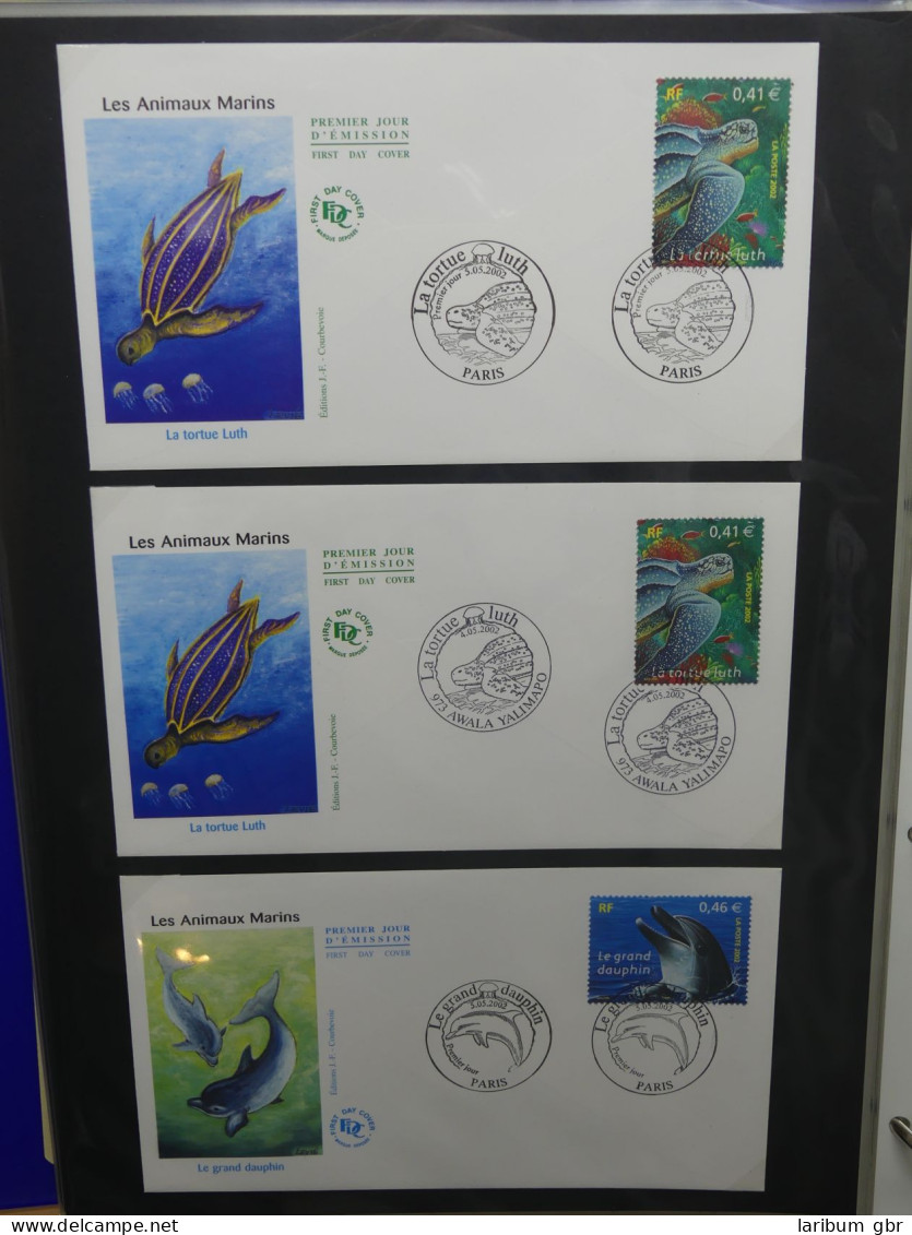 Frankreich und Gebiete FDCs ab 2002 besammelt im Ringbinder #LY693