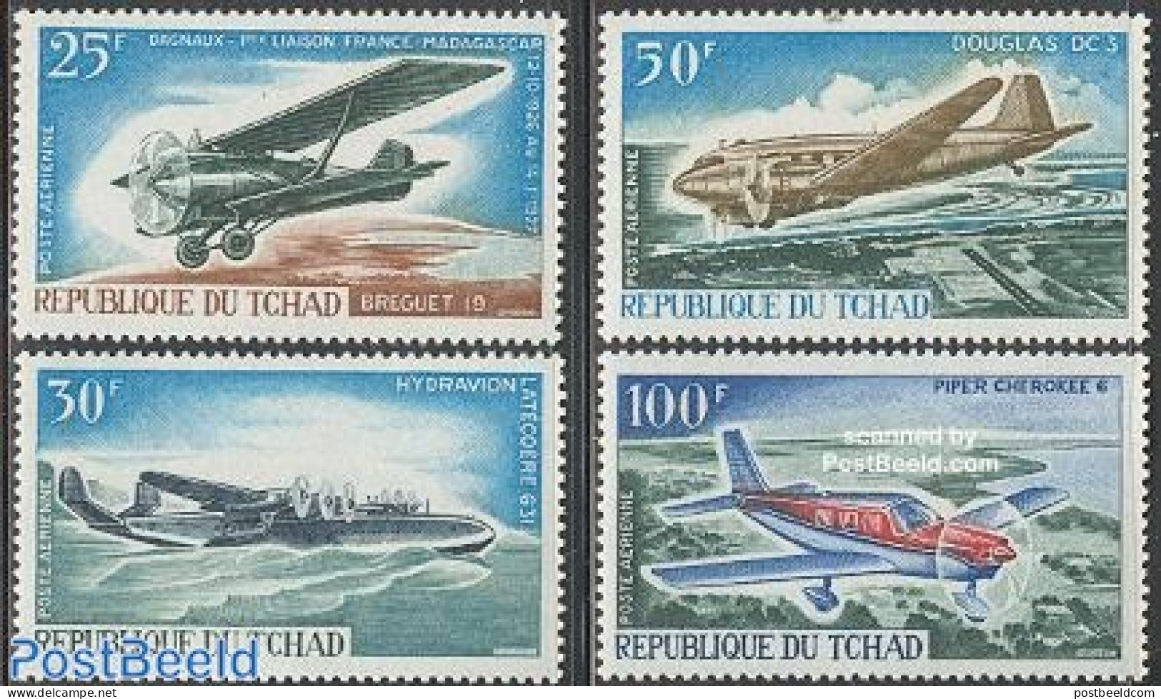 Chad 1967 Aeroplanes 4v, Mint NH, Transport - Aircraft & Aviation - Other & Unclassified