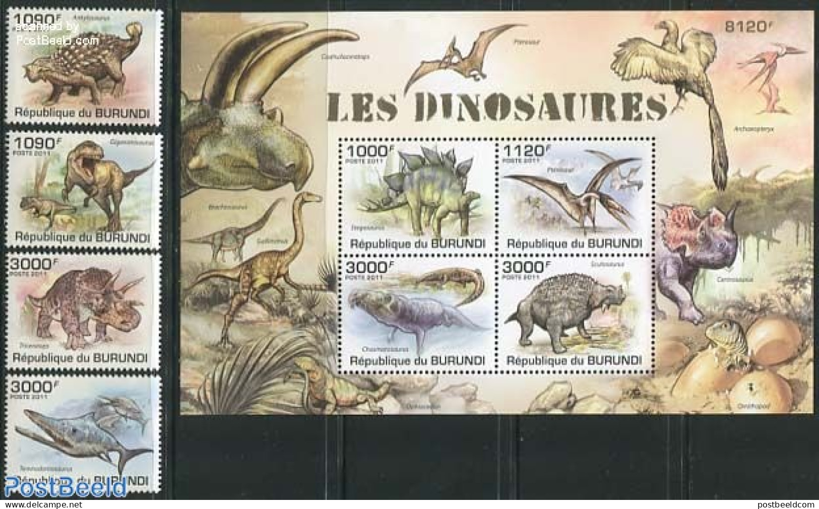 Burundi 2011 Dinosaurs 4v + S/s, Mint NH, Nature - Prehistoric Animals - Prehistorisch