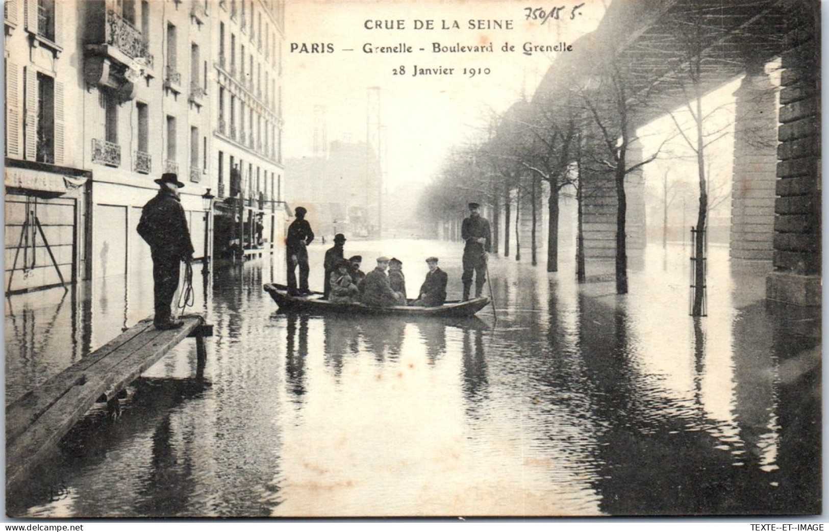 75015 PARIS - Perspective Du Bld De Grenelle Lors De La Crue De 1910 - District 15