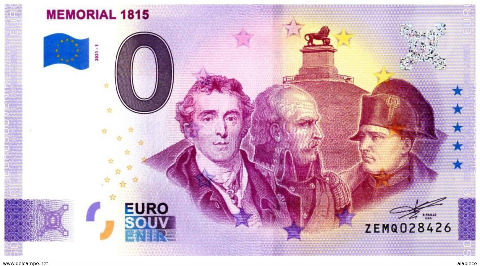 Billet Touristique - 0 Euro - Belgique - Waterloo - Memorial 1815 - (2021-1) - Private Proofs / Unofficial