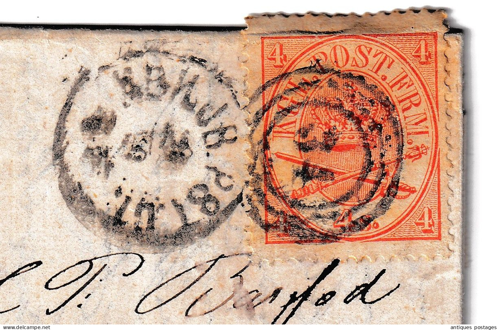 Lettre 1866 Denmark Danmark Scott Royal Emblems  KGL. POST FRM. Kongeligt Post Freimaerk - Cartas & Documentos