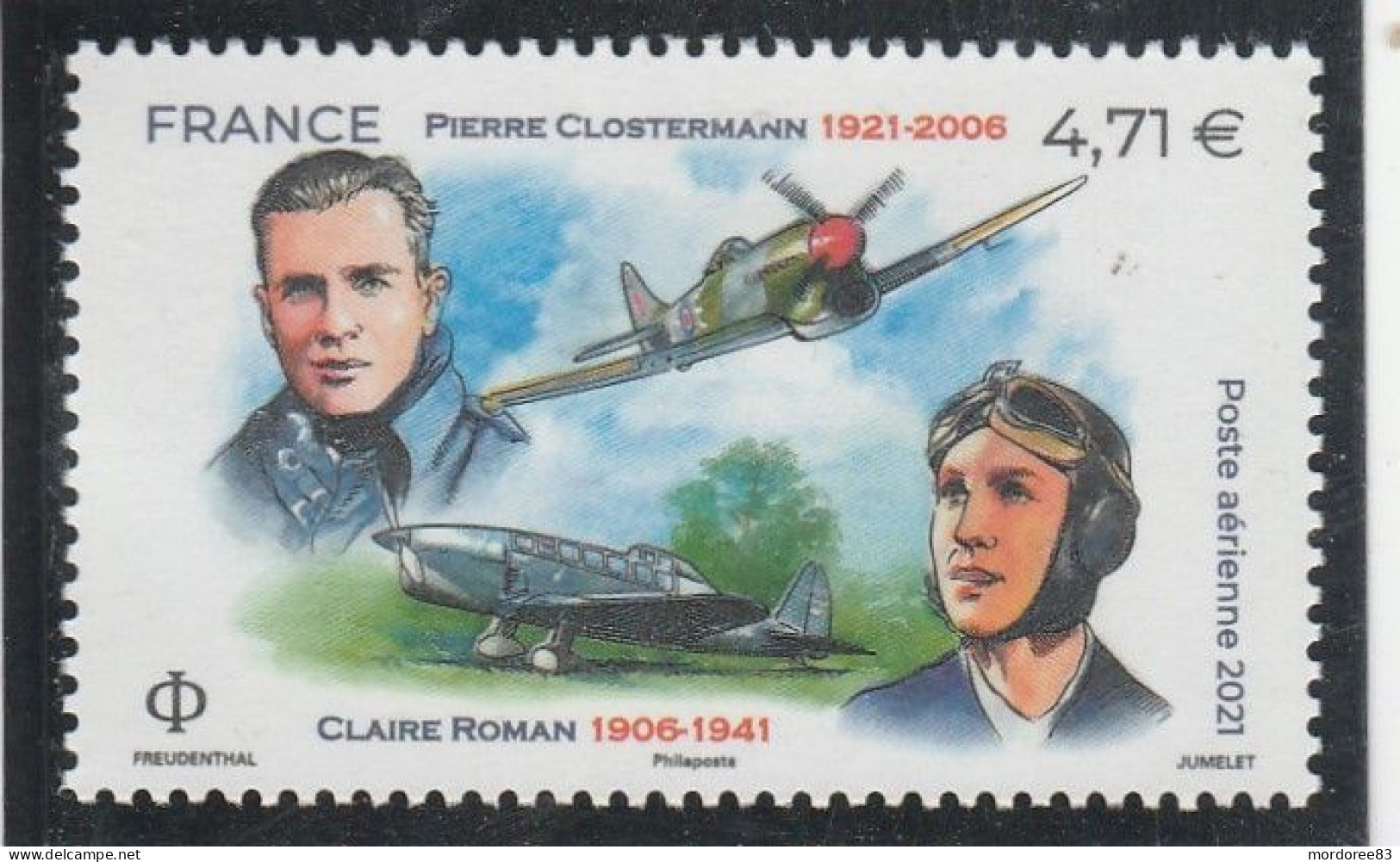 FRANCE 2021 POSTE AERIENNE PIERRE CLOSTERMANN ET CLAIRE ROMAN PA 85 NEUF** - 1960-.... Ungebraucht