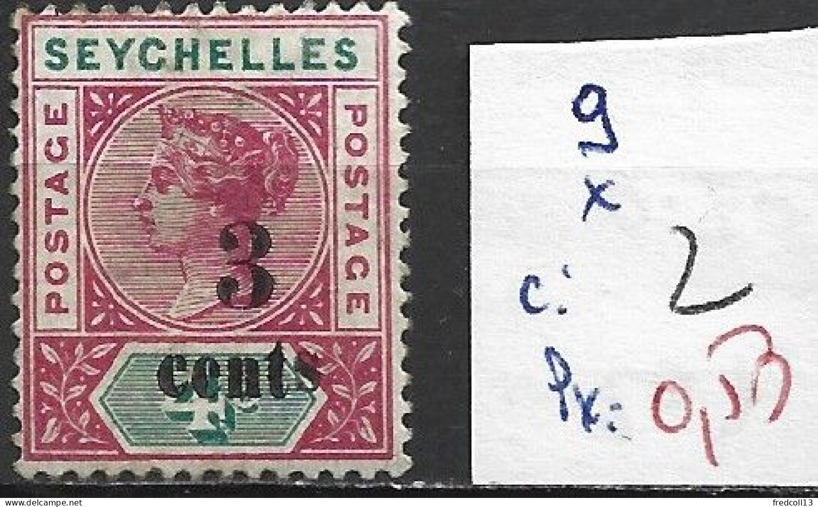 SEYCHELLES 9 * Côte 2 € - Seychellen (...-1976)