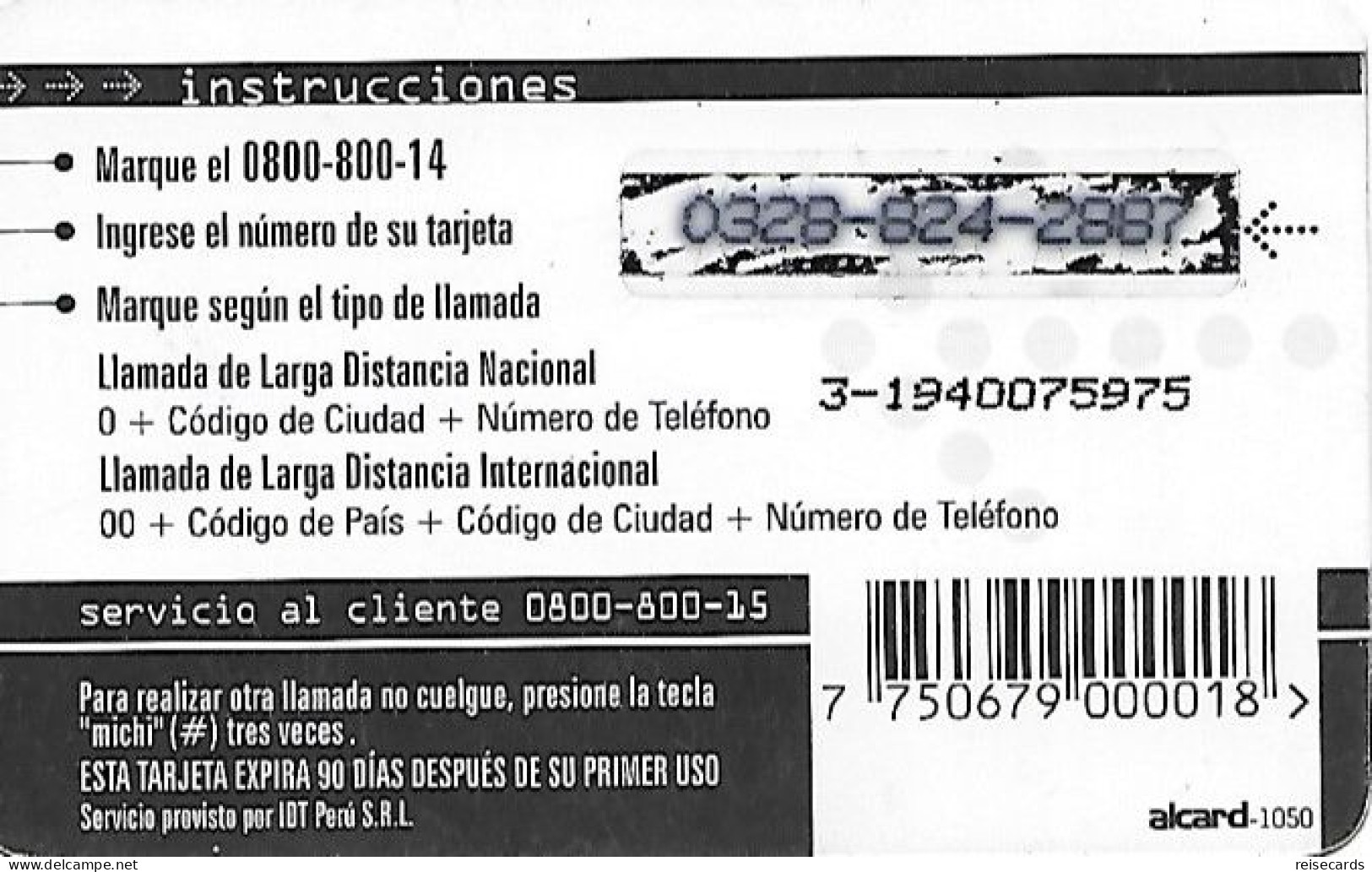 Peru: Prepaid IDT - Alcard Perú Global - Peru