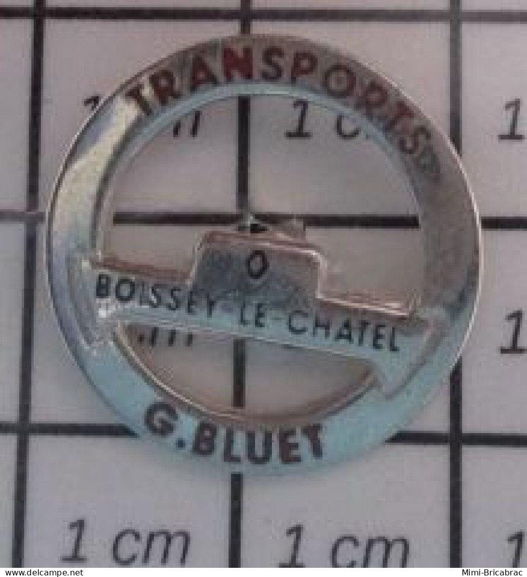 1818c Pin's Pins / Beau Et Rare / TRANSPORTS / VOLANT DE CAMION TRANSPORTS G BLUET BOISSEY LE CHATEL - Transport Und Verkehr