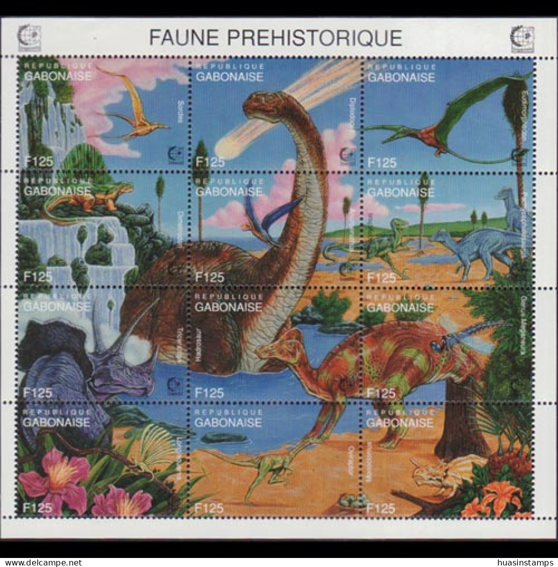 GABON 1995 - Scott# 800 Sheet-Dinosaurs MNH - Gabon (1960-...)