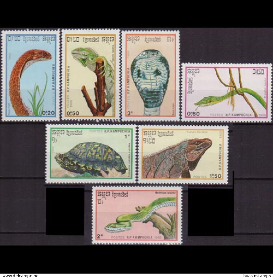 CAMBODIA 1988 - Scott# 905-11 Reptiles Set Of 7 MNH - Kambodscha